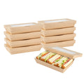 Cafe Vision 34 oz Rectangle Kraft Paper Large Take Out Container - 8 1/2" x 5 1/4" x 1 1/2" - 25 count box