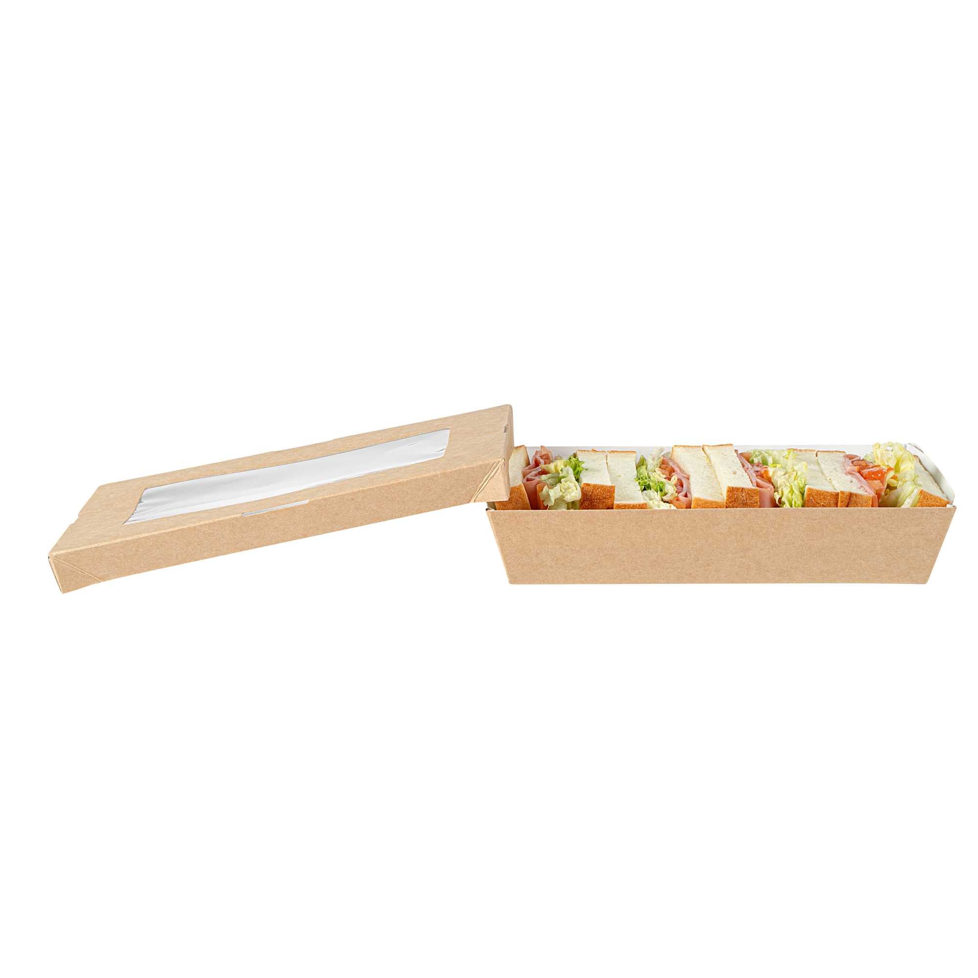 Cafe Vision 34 oz Rectangle Kraft Paper Large Take Out Container - 8 1/2" x 5 1/4" x 1 1/2" - 25 count box