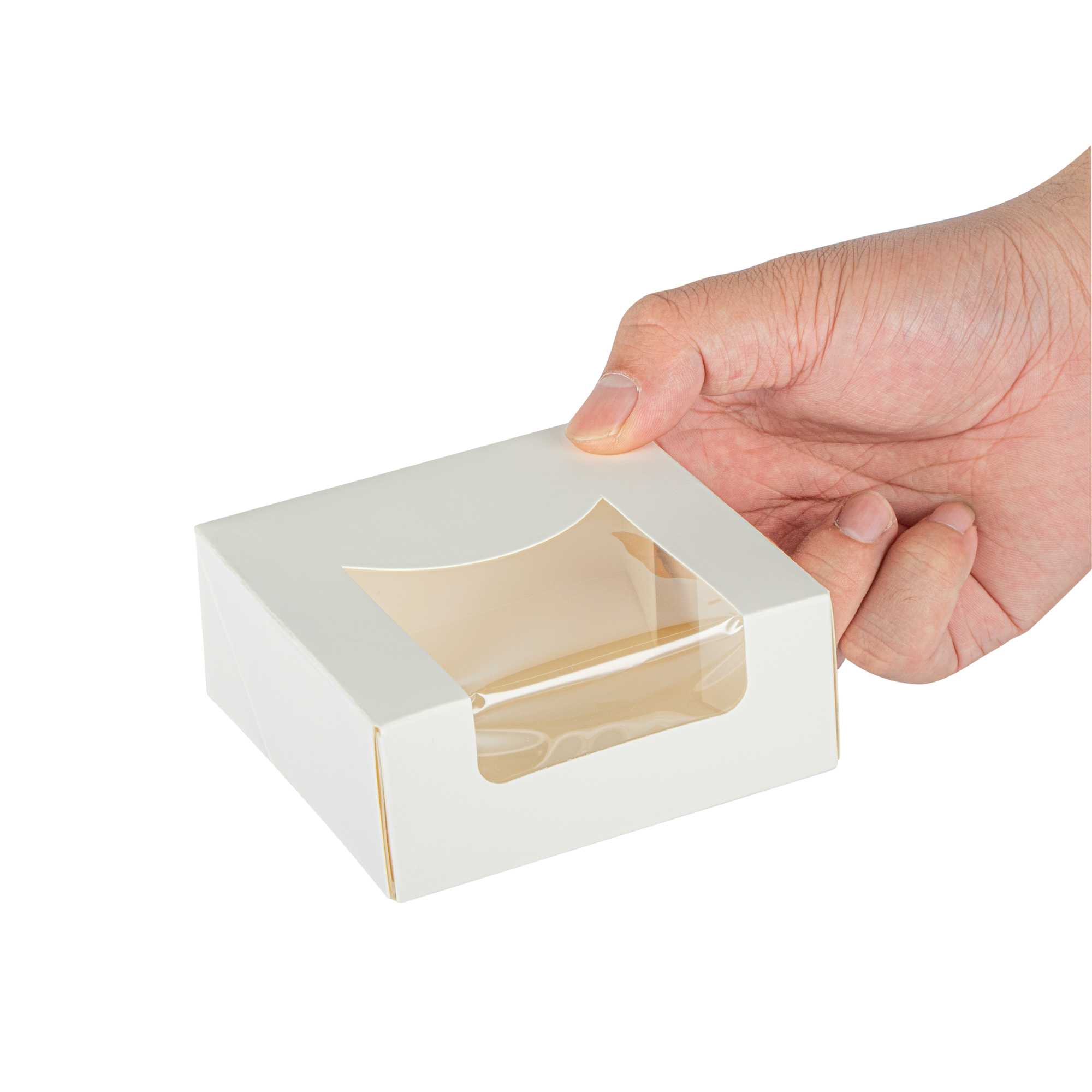 Cafe Vision 11 oz Square White Paper Small Take Out Container - 4" x 4" x 1 1/2" - 25 count box