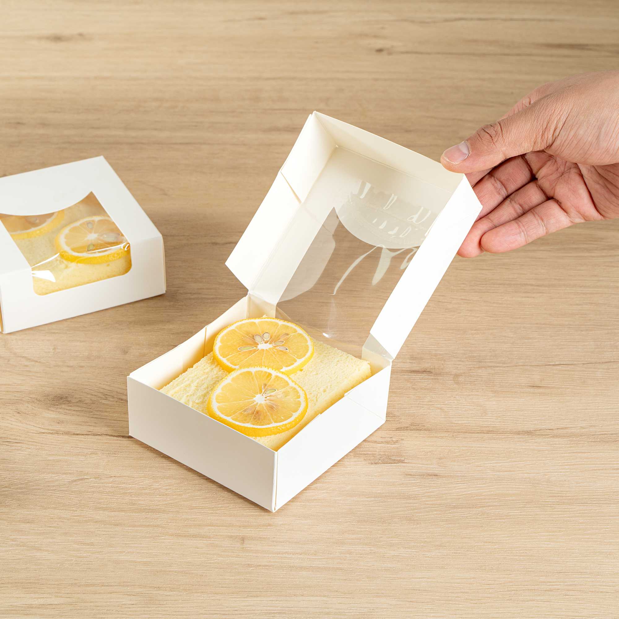 Cafe Vision 11 oz Square White Paper Small Take Out Container - 4" x 4" x 1 1/2" - 25 count box