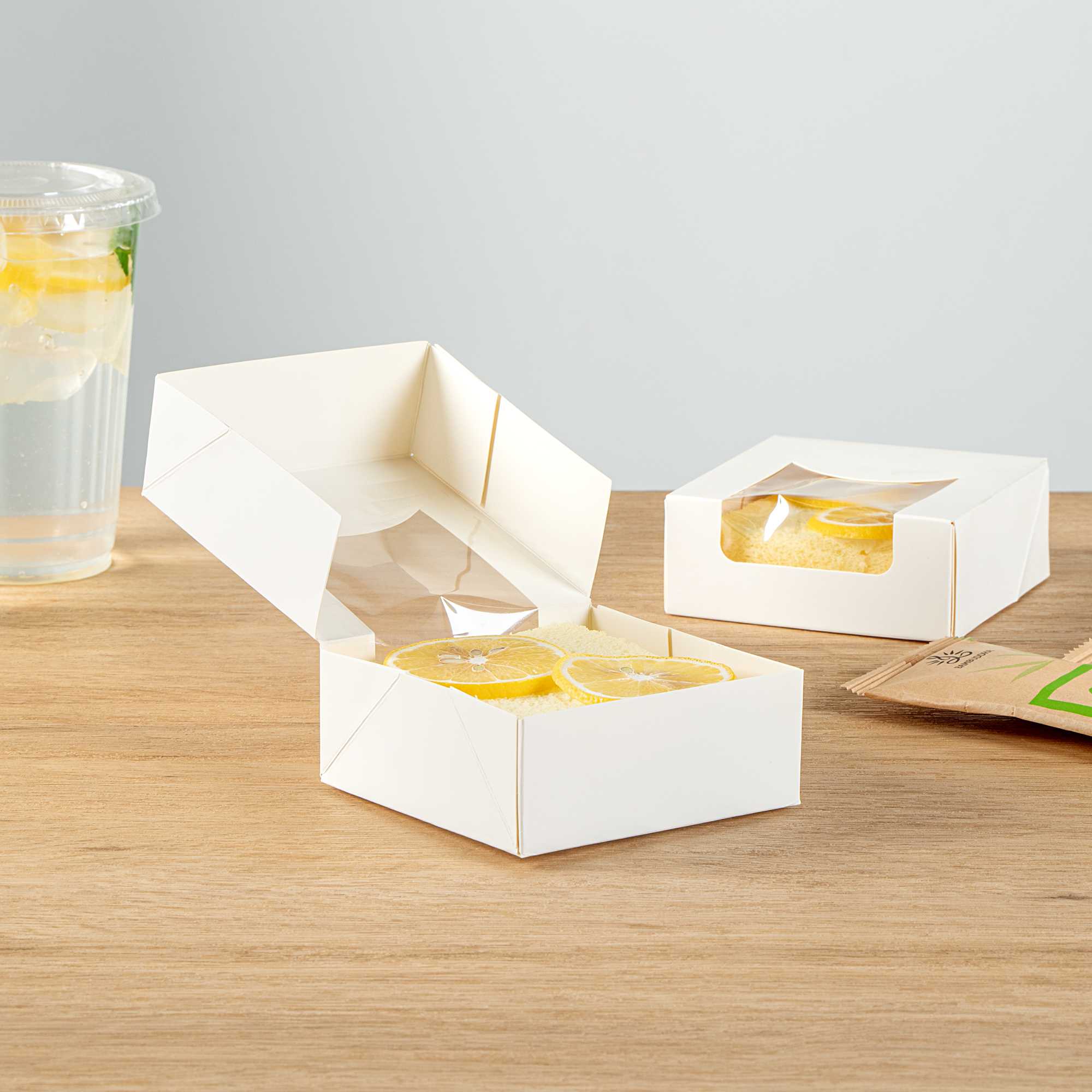 Cafe Vision 11 oz Square White Paper Small Take Out Container - 4" x 4" x 1 1/2" - 200 count box