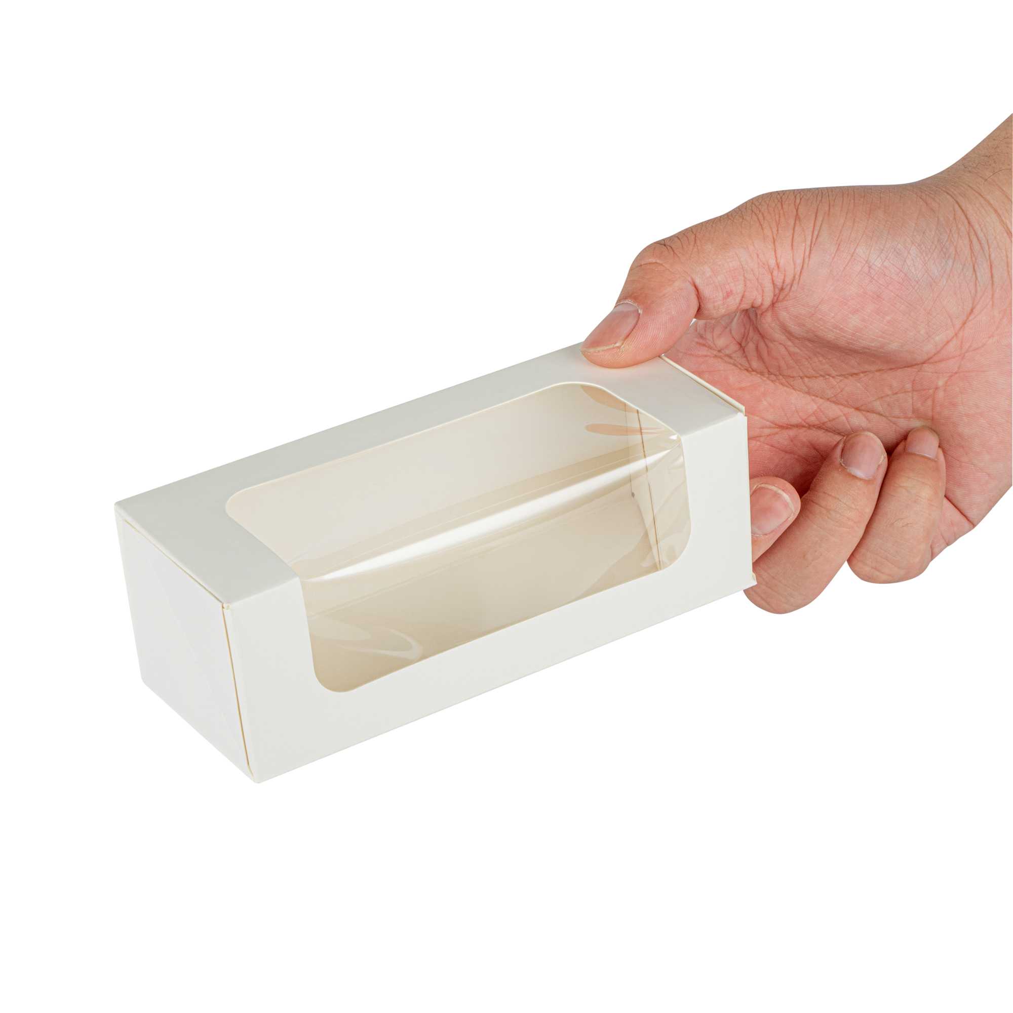 Cafe Vision 13 oz Rectangle White Paper Small Take Out Container - 6" x 2 1/2" x 2" - 50 count box