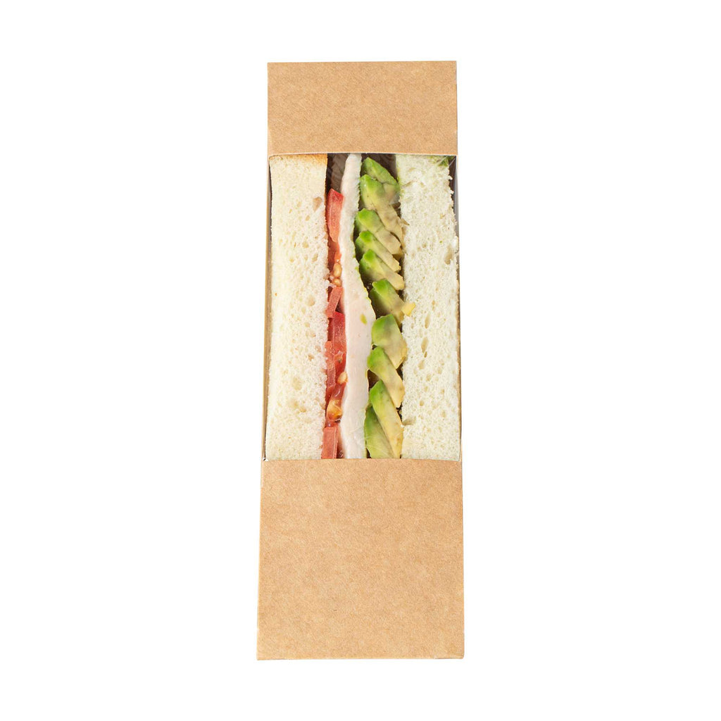 Cafe Vision Triangle Kraft Paper Small Sandwich Box - 4 3/4" x 4 3/4" x 2" - 25 count box