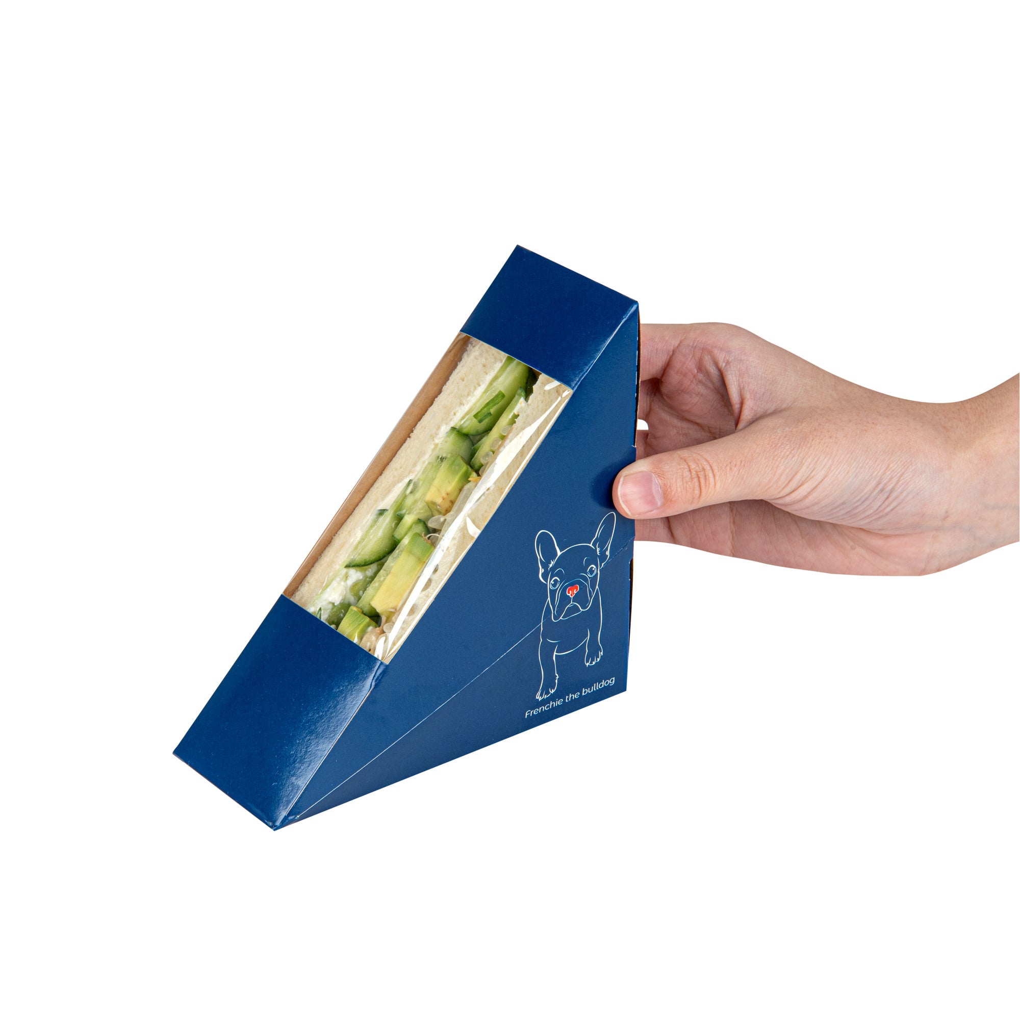 Cafe Vision Triangle Frenchie Paper Small Sandwich Box - 4 3/4" x 4 3/4" x 2" - 25 count box