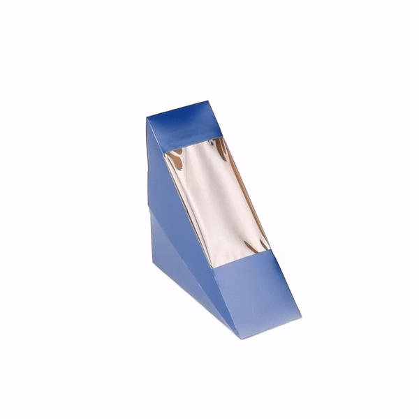 Cafe Vision Triangle Frenchie Paper Small Sandwich Box - 4 3/4" x 4 3/4" x 2" - 25 count box