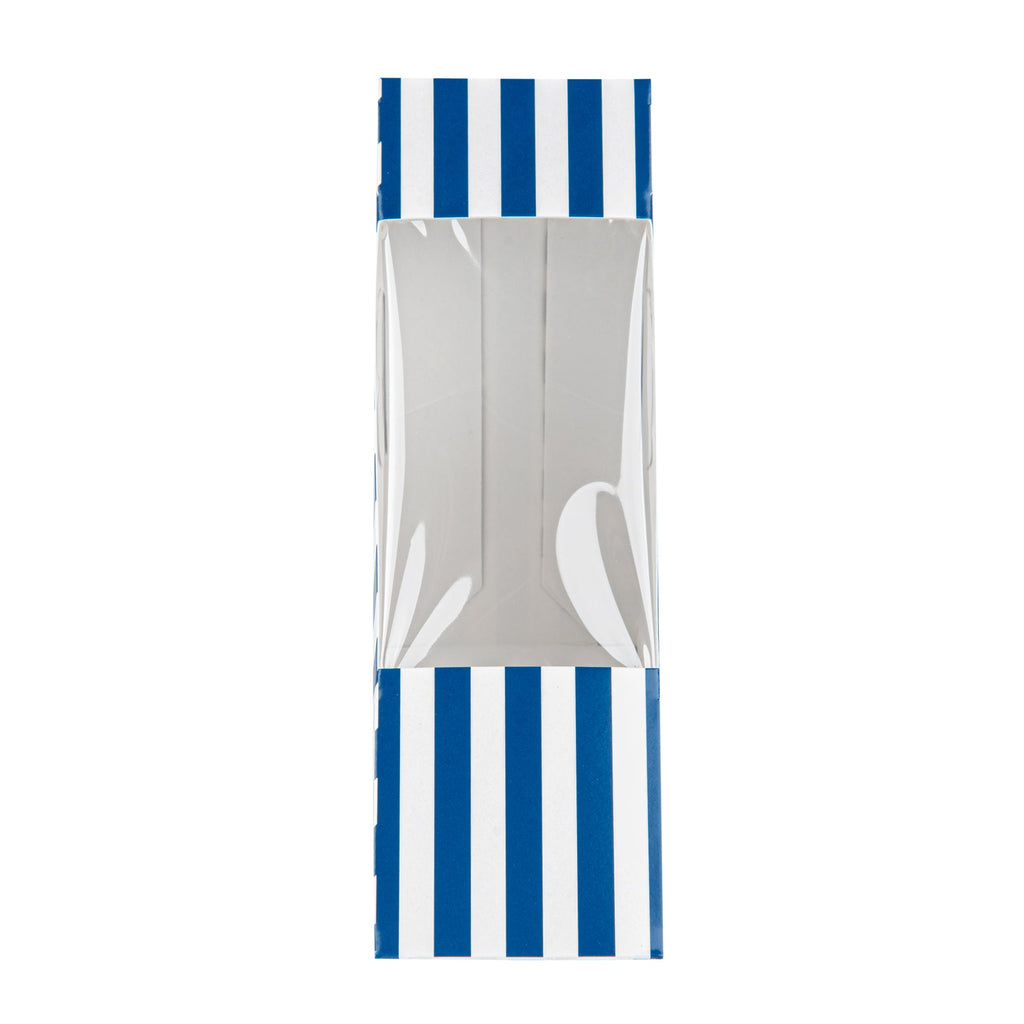 Cafe Vision Triangle Blue and White Stripe Paper Small Sandwich Box - 4 3/4" x 4 3/4" x 2" - 25 count box