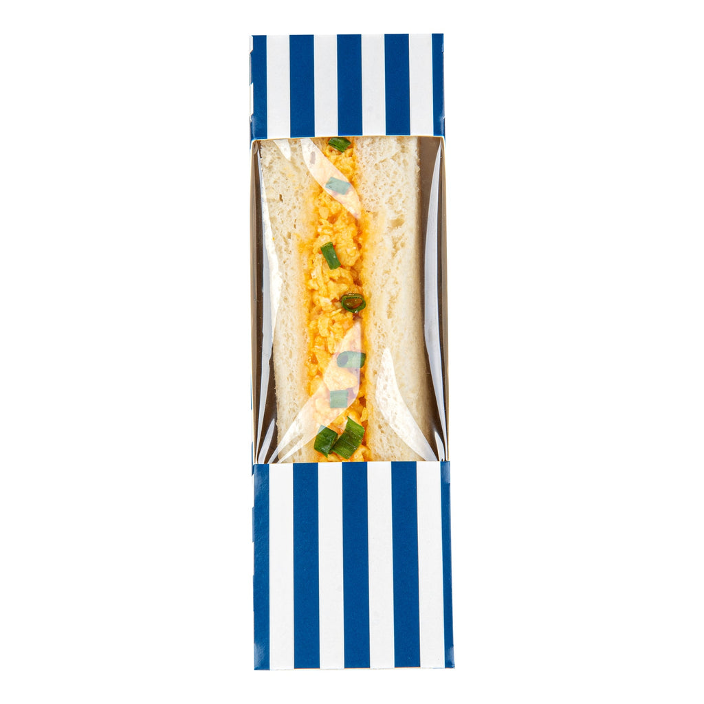 Cafe Vision Triangle Blue and White Stripe Paper Small Sandwich Box - 4 3/4" x 4 3/4" x 2" - 200 count box