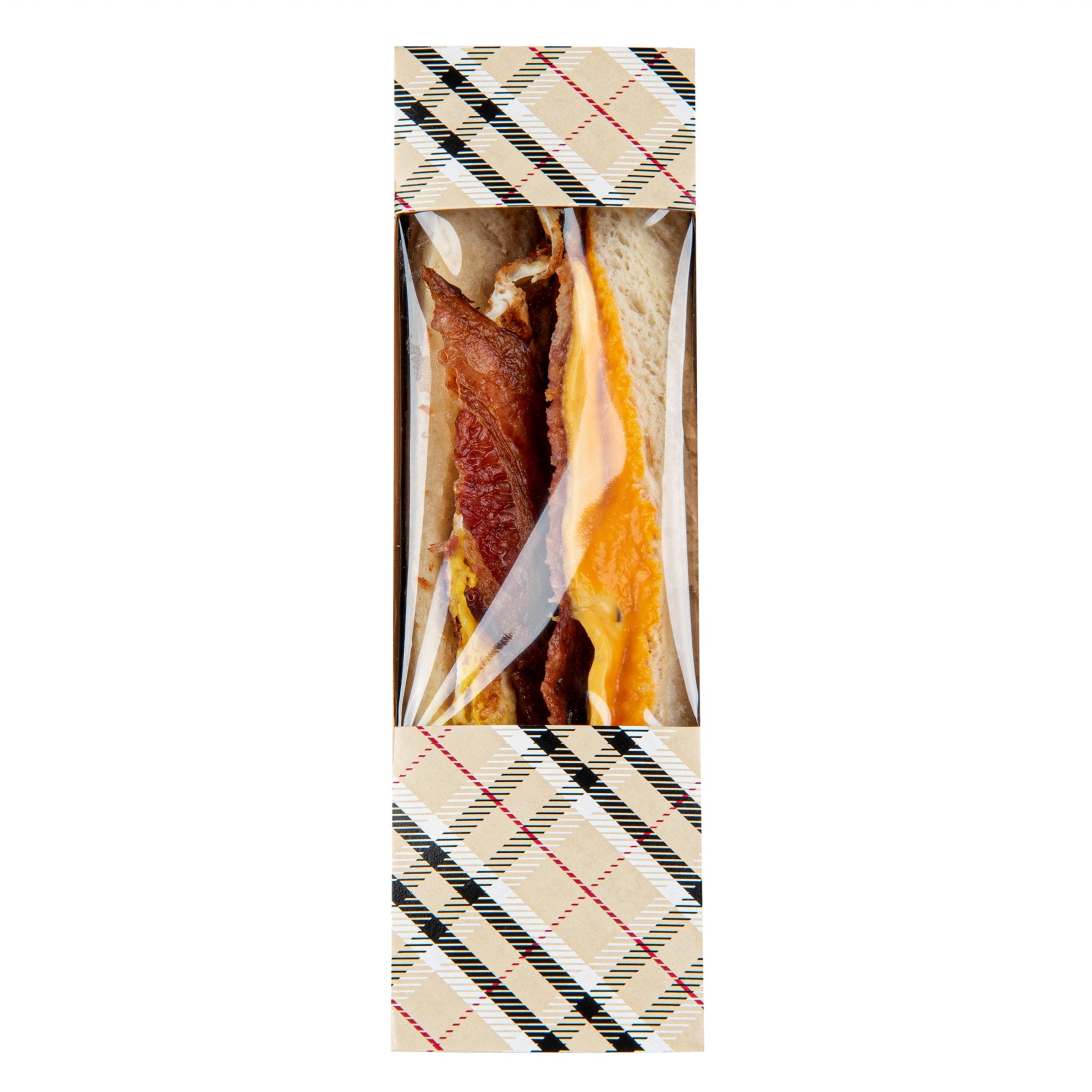 Cafe Vision Triangle Plaid Paper Small Sandwich Box - 4 3/4" x 4 3/4" x 2" - 200 count box