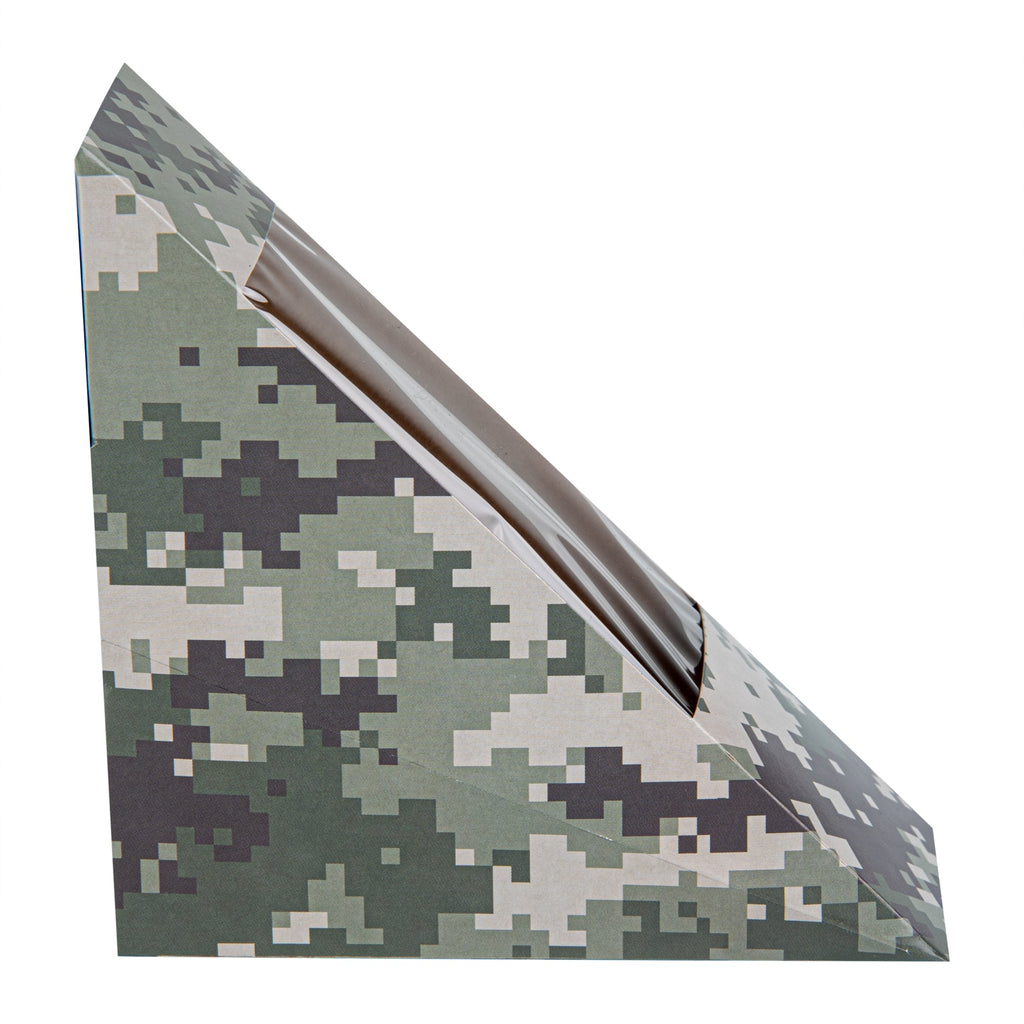 Cafe Vision Triangle Camouflage Paper Small Sandwich Box - 4 3/4" x 4 3/4" x 2" - 25 count box