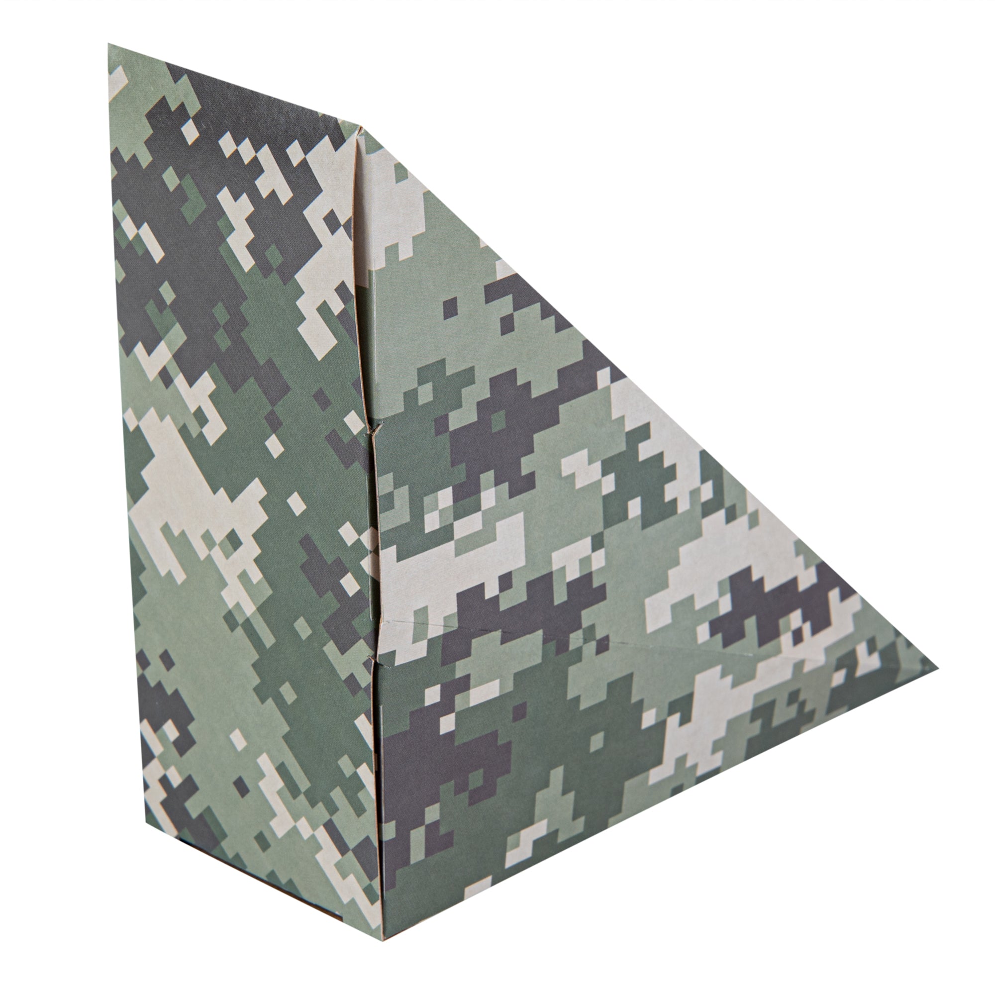 Cafe Vision Triangle Camouflage Paper Small Sandwich Box - 4 3/4" x 4 3/4" x 2" - 200 count box