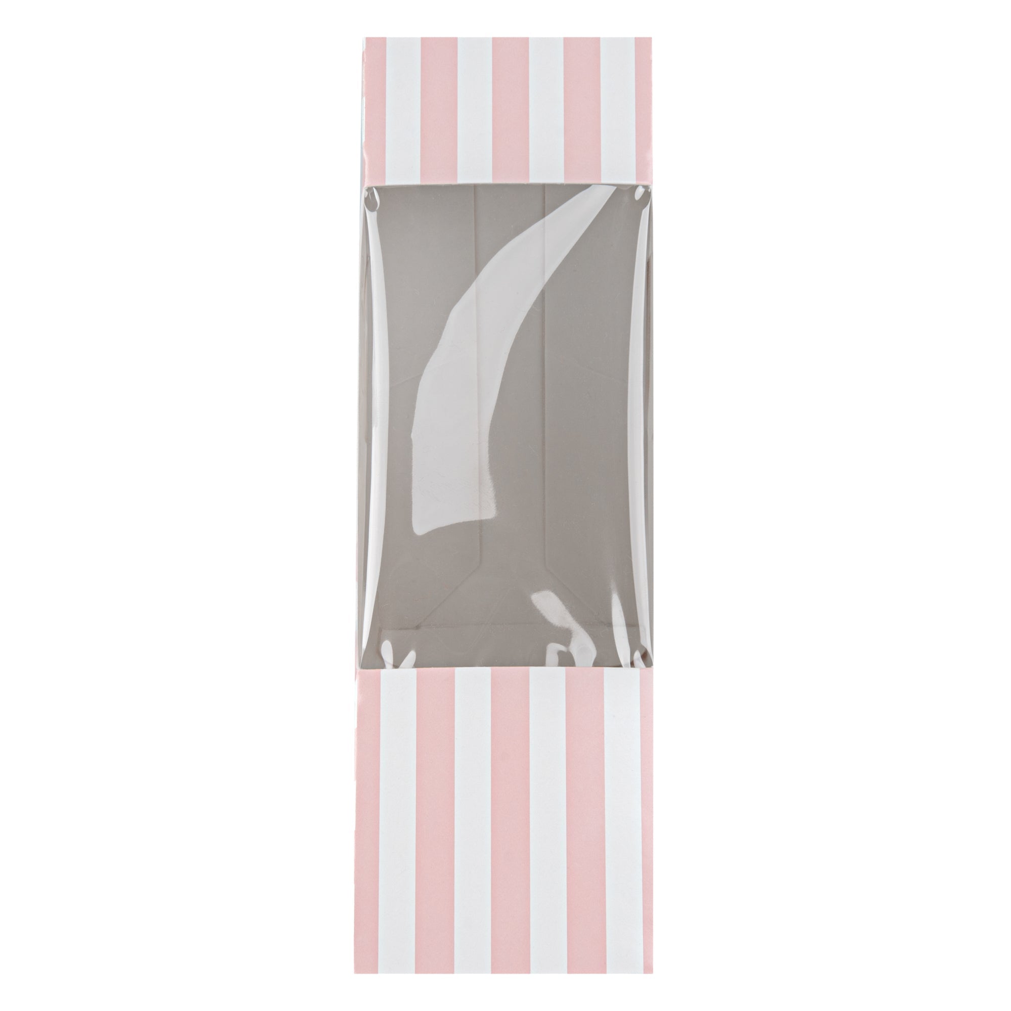 Cafe Vision Triangle Pink and White Stripe Paper Small Sandwich Box - 4 3/4" x 4 3/4" x 2" - 25 count box