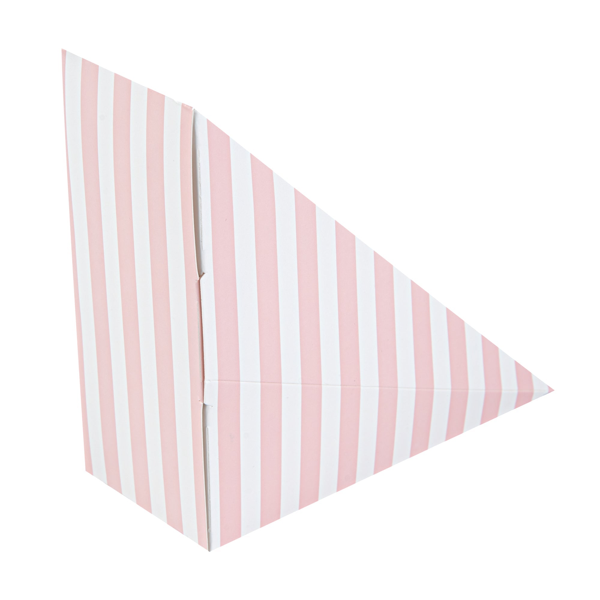 Cafe Vision Triangle Pink and White Stripe Paper Small Sandwich Box - 4 3/4" x 4 3/4" x 2" - 25 count box