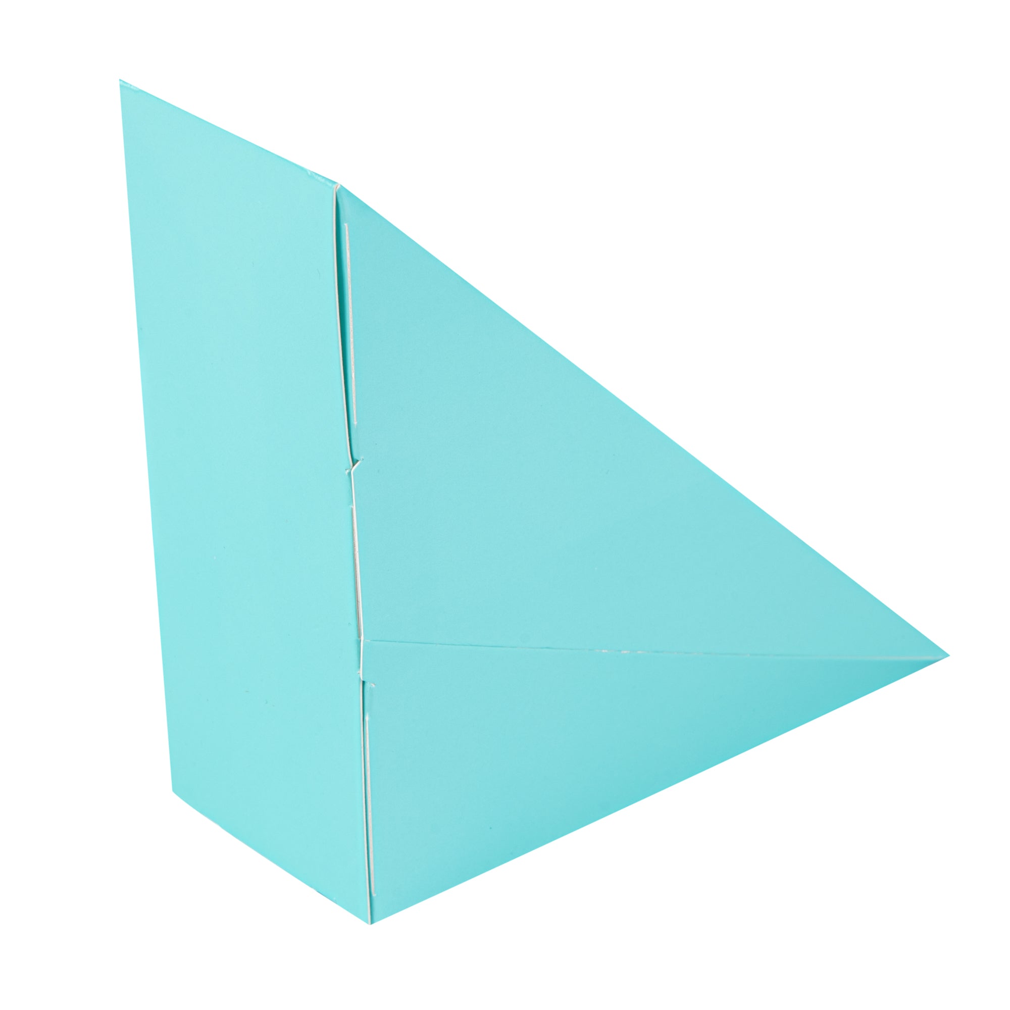 Cafe Vision Triangle Turquoise Paper Small Sandwich Box - 4 3/4" x 4 3/4" x 2" - 25 count box