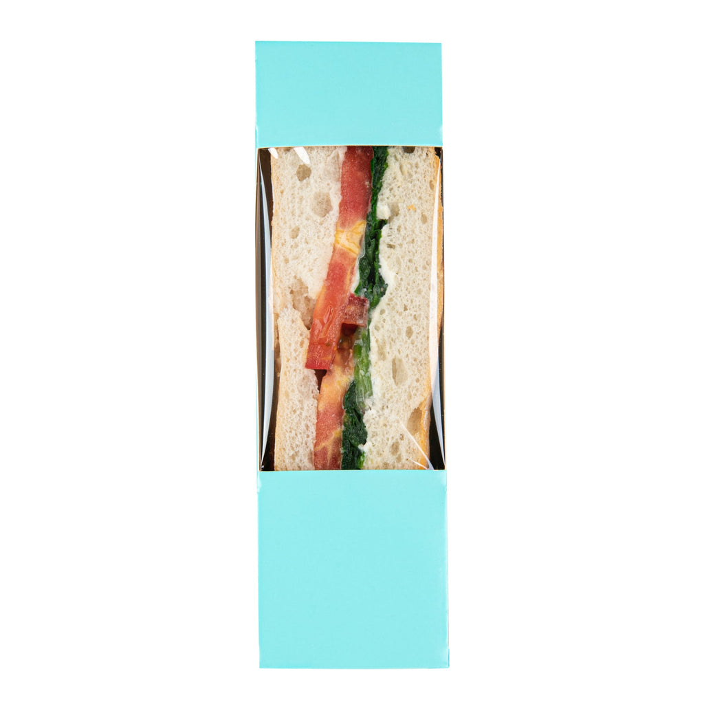 Cafe Vision Triangle Turquoise Paper Small Sandwich Box - 4 3/4" x 4 3/4" x 2" - 200 count box