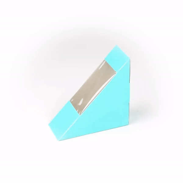 Cafe Vision Triangle Turquoise Paper Small Sandwich Box - 4 3/4" x 4 3/4" x 2" - 200 count box