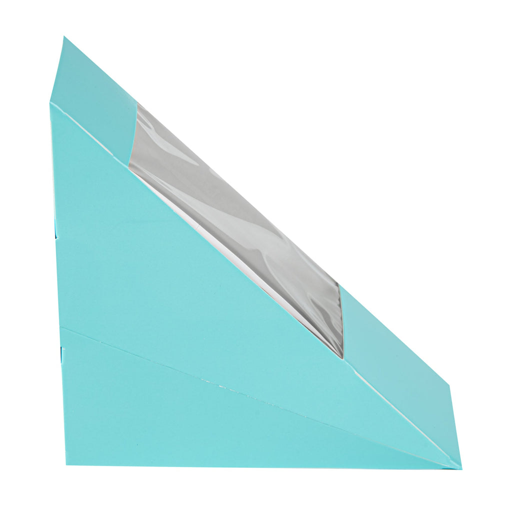 Cafe Vision Triangle Turquoise Paper Small Sandwich Box - 4 3/4" x 4 3/4" x 2" - 200 count box