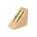 Cafe Vision Triangle Kraft Paper Medium Sandwich Box - 4 3/4" x 4 3/4" x 2 3/4" - 25 count box