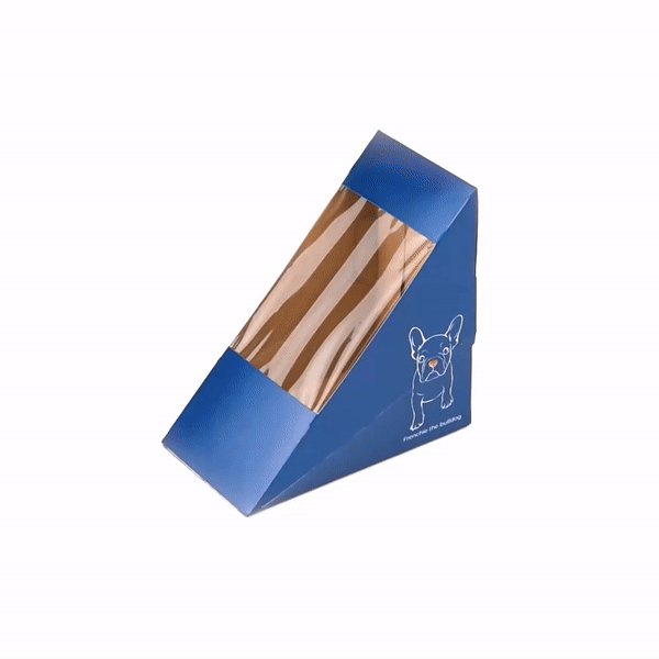 Cafe Vision Triangle Frenchie Paper Medium Sandwich Box - 4 3/4" x 4 3/4" x 2 3/4" - 25 count box