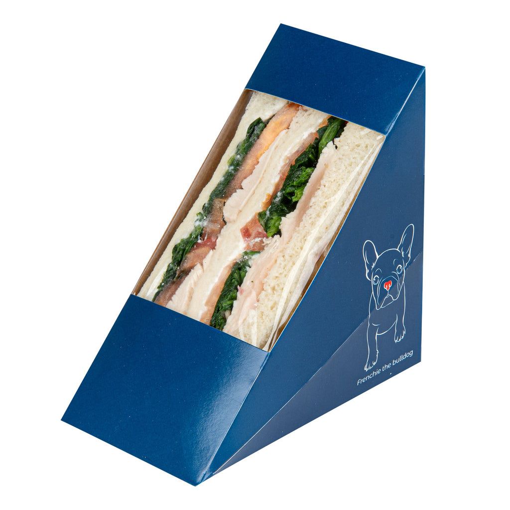 Cafe Vision Triangle Frenchie Paper Medium Sandwich Box - 4 3/4" x 4 3/4" x 2 3/4" - 200 count box
