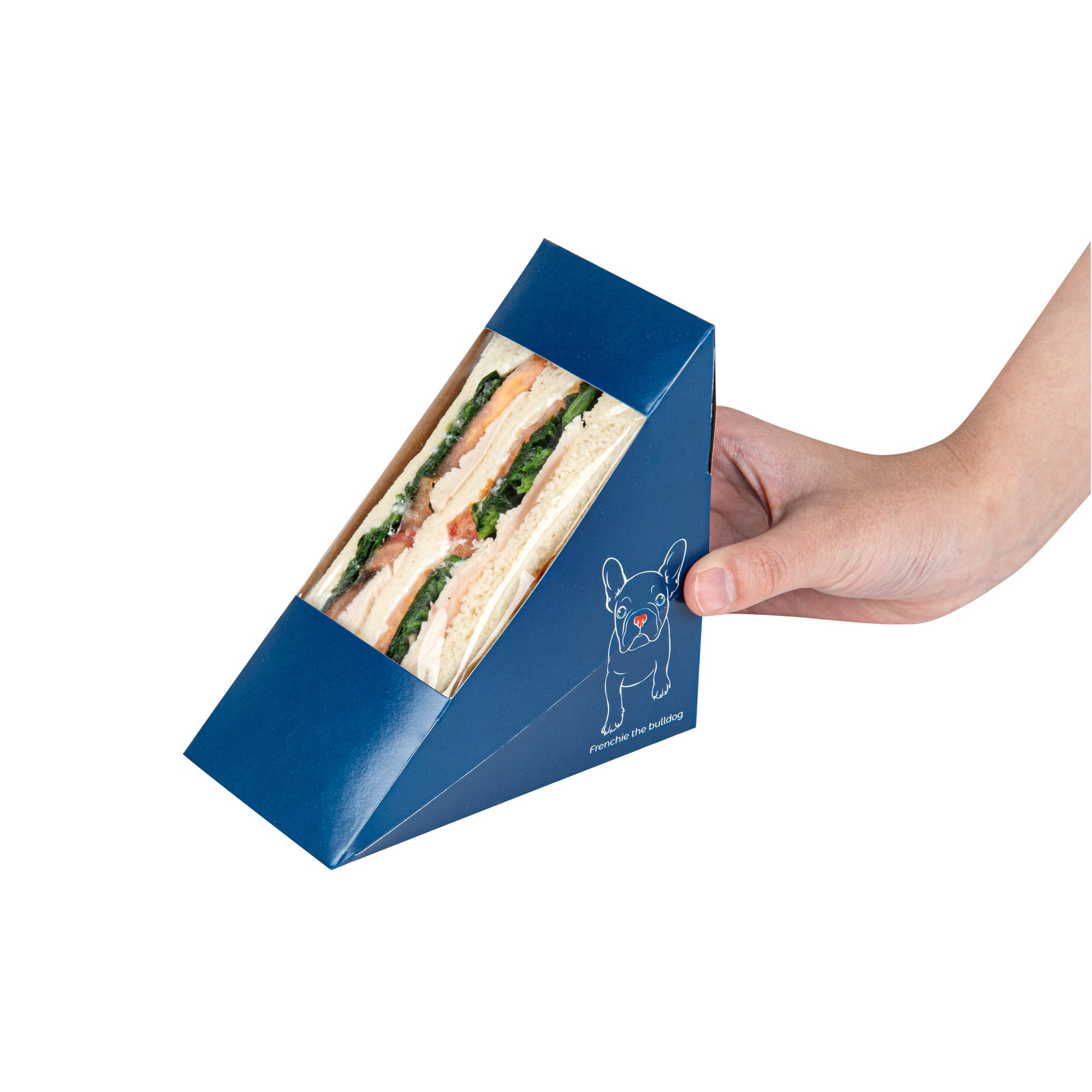 Cafe Vision Triangle Frenchie Paper Medium Sandwich Box - 4 3/4" x 4 3/4" x 2 3/4" - 200 count box