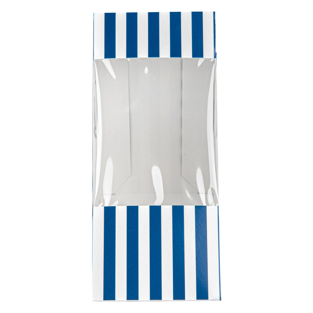Cafe Vision Triangle Blue and White Stripe Paper Medium Sandwich Box - 4 3/4" x 4 3/4" x 2 3/4" - 200 count box