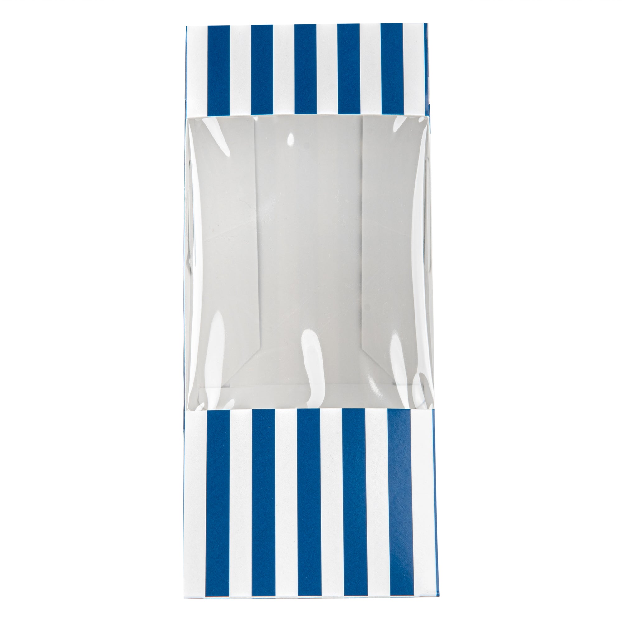 Cafe Vision Triangle Blue and White Stripe Paper Medium Sandwich Box - 4 3/4" x 4 3/4" x 2 3/4" - 200 count box