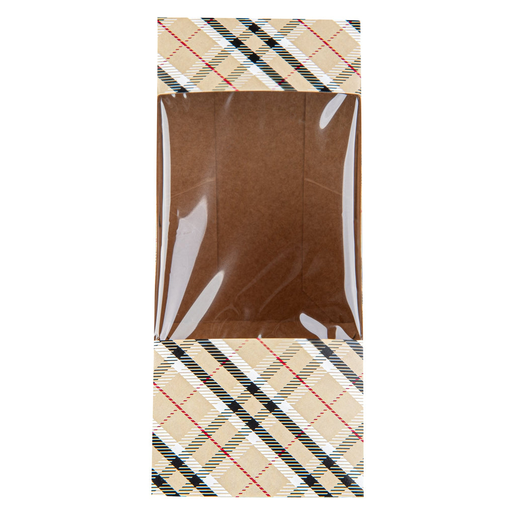 Cafe Vision Triangle Plaid Paper Medium Sandwich Box - 4 3/4" x 4 3/4" x 2 3/4" - 200 count box