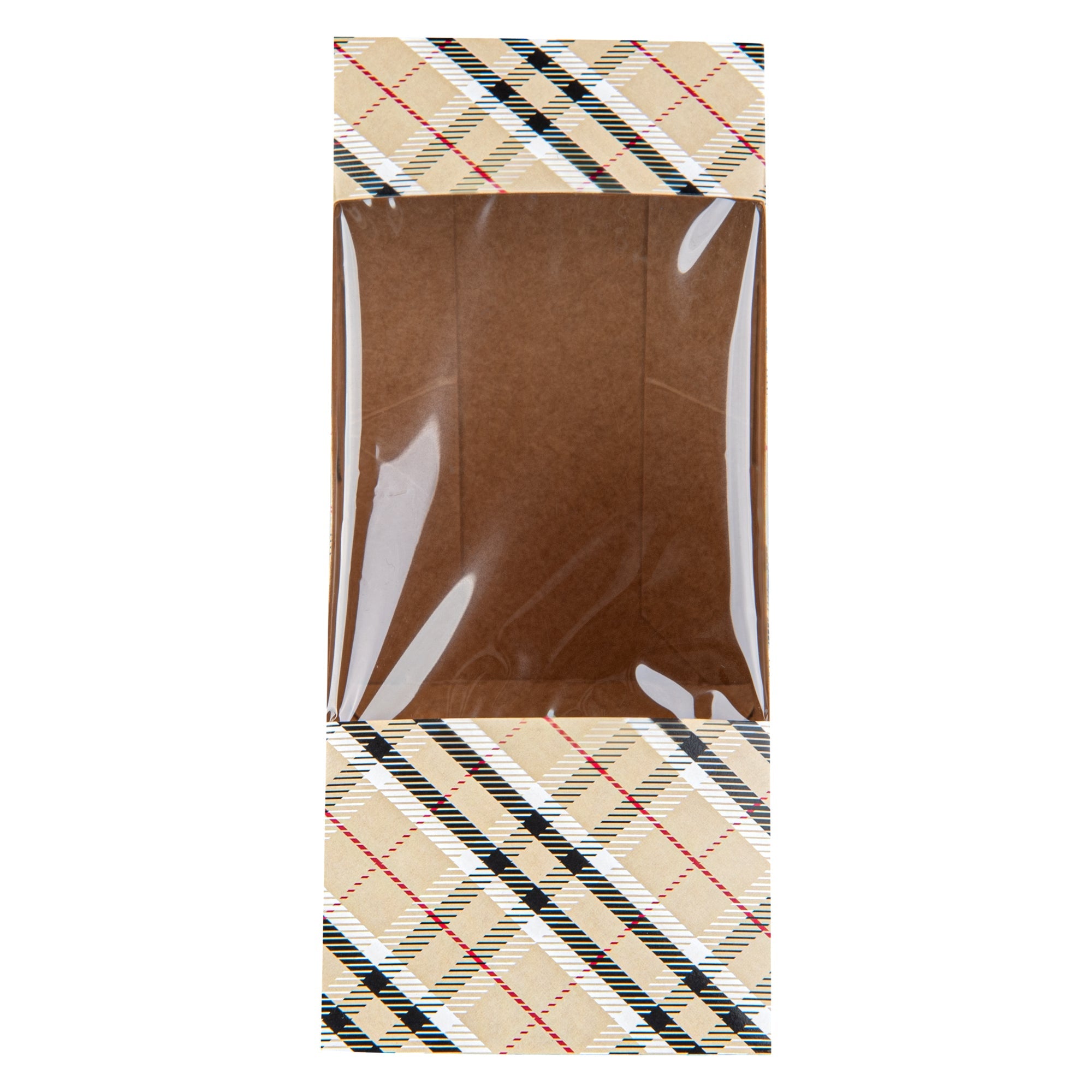 Cafe Vision Triangle Plaid Paper Medium Sandwich Box - 4 3/4" x 4 3/4" x 2 3/4" - 200 count box