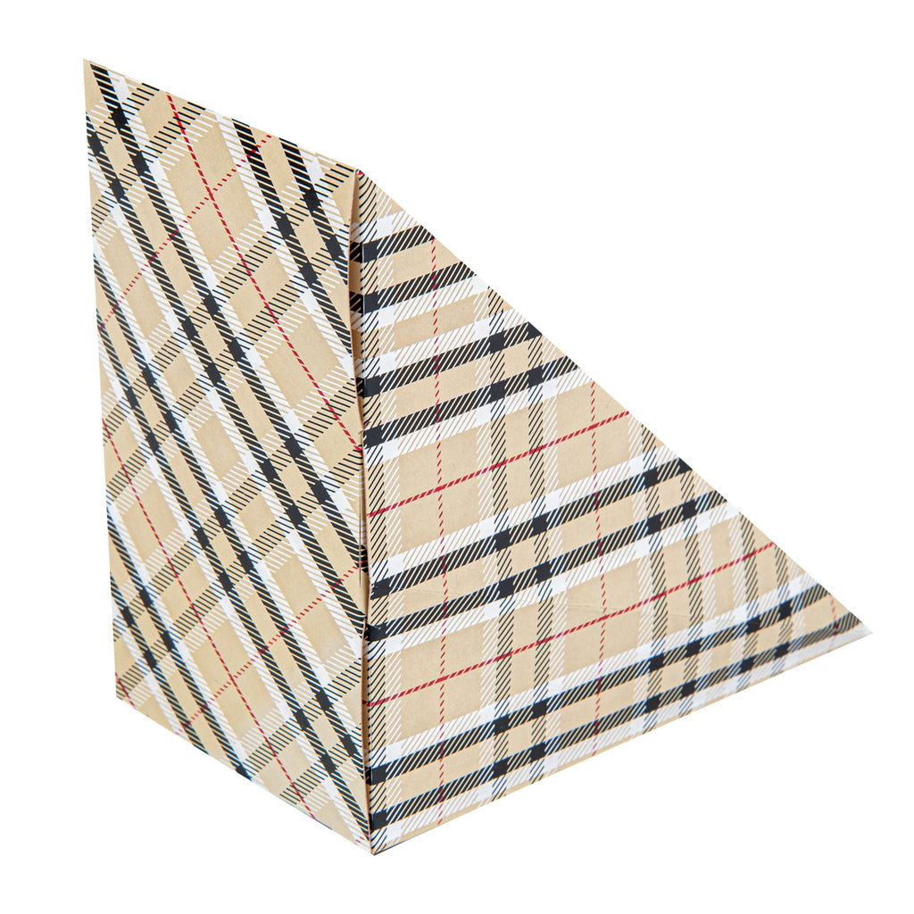 Cafe Vision Triangle Plaid Paper Medium Sandwich Box - 4 3/4" x 4 3/4" x 2 3/4" - 200 count box