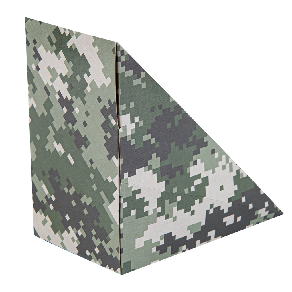 Cafe Vision Triangle Camouflage Paper Medium Sandwich Box - 4 3/4" x 4 3/4" x 2 3/4" - 25 count box