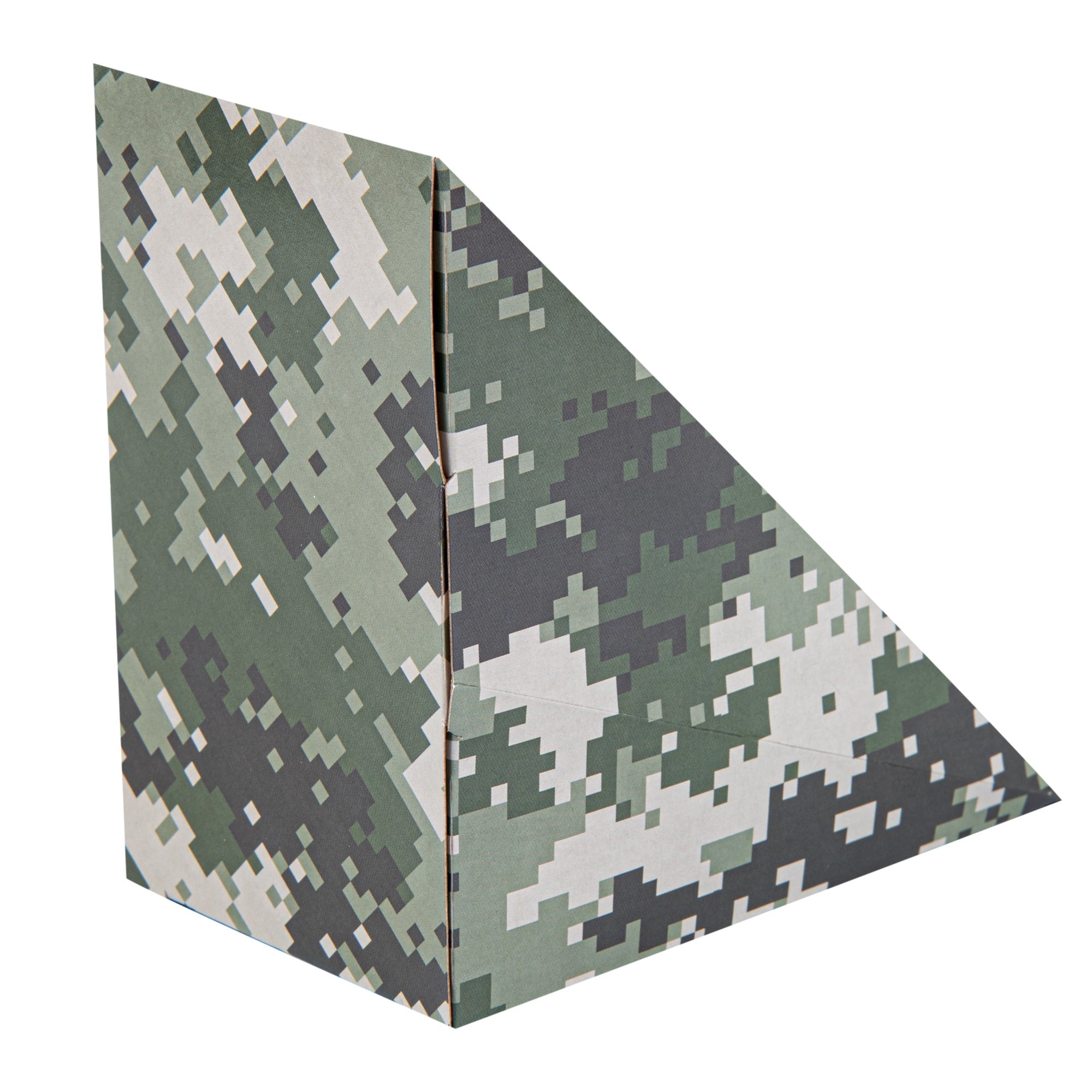 Cafe Vision Triangle Camouflage Paper Medium Sandwich Box - 4 3/4" x 4 3/4" x 2 3/4" - 25 count box