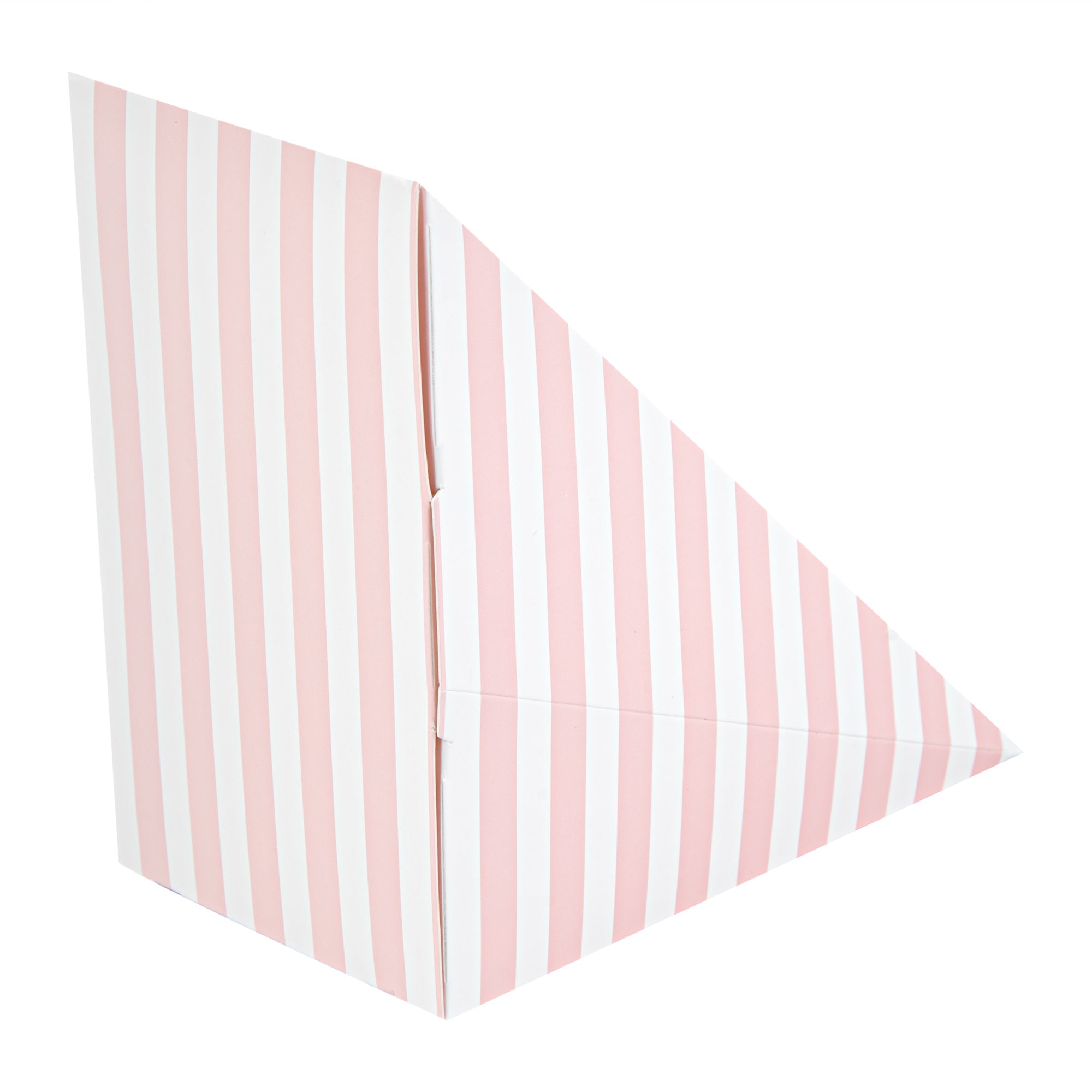 Cafe Vision Triangle Pink and White Stripe Paper Medium Sandwich Box - 4 3/4" x 4 3/4" x 2 3/4" - 200 count box