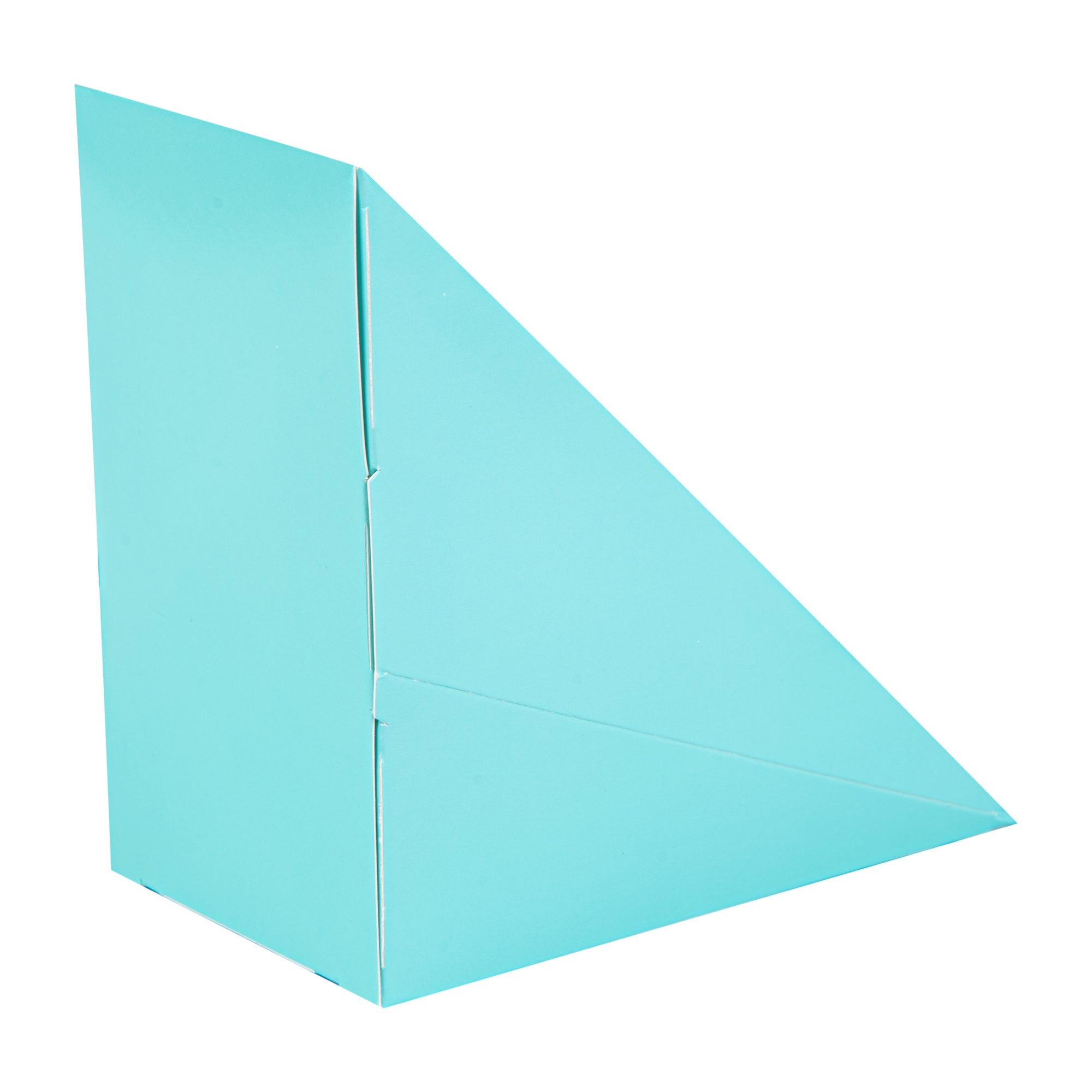 Cafe Vision Triangle Turquoise Paper Medium Sandwich Box - 4 3/4" x 4 3/4" x 2 3/4" - 25 count box