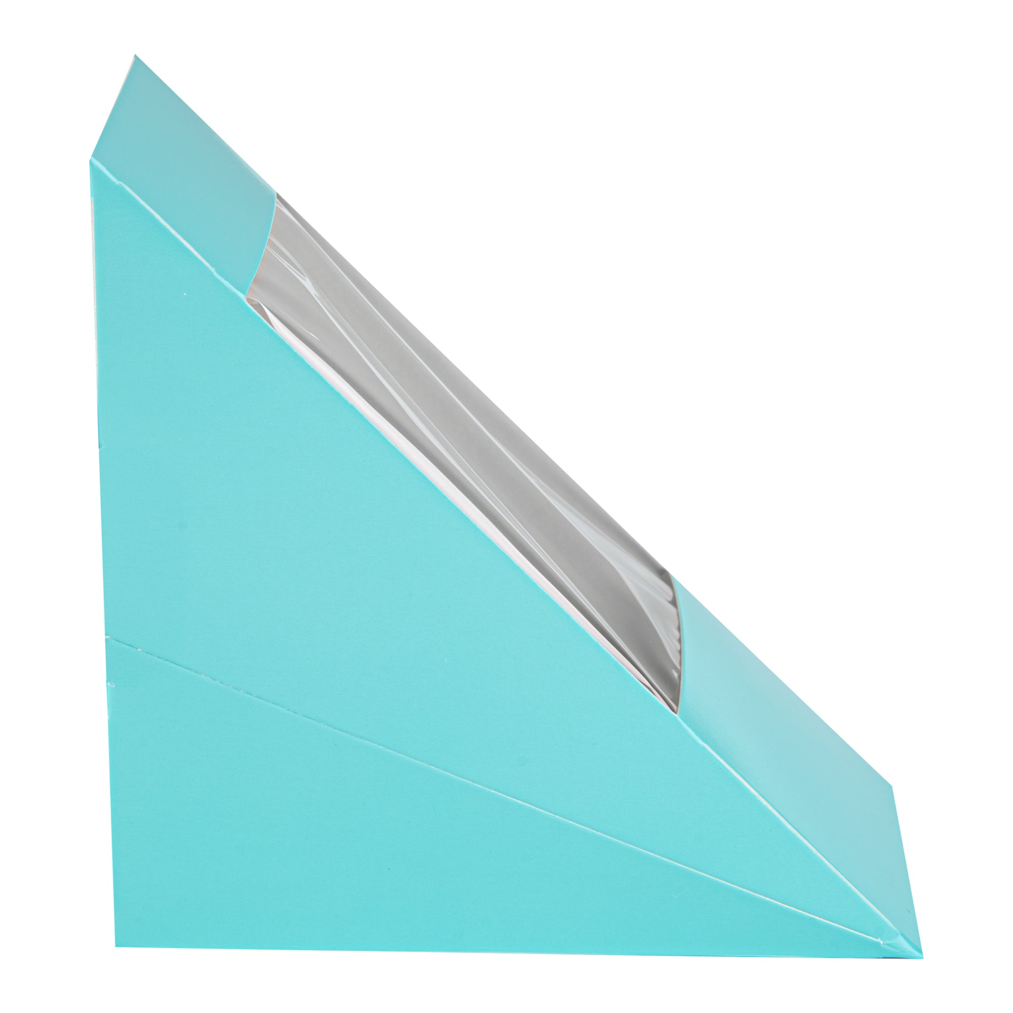 Cafe Vision Triangle Turquoise Paper Medium Sandwich Box - 4 3/4" x 4 3/4" x 2 3/4" - 200 count box