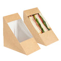 Cafe Vision Triangle Kraft Paper Large Sandwich Box - 4 3/4" x 4 3/4" x 3 1/4" - 25 count box