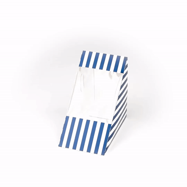 Cafe Vision Triangle Blue and White Stripe Paper Large Sandwich Box - 4 3/4" x 4 3/4" x 3 1/4" - 200 count box