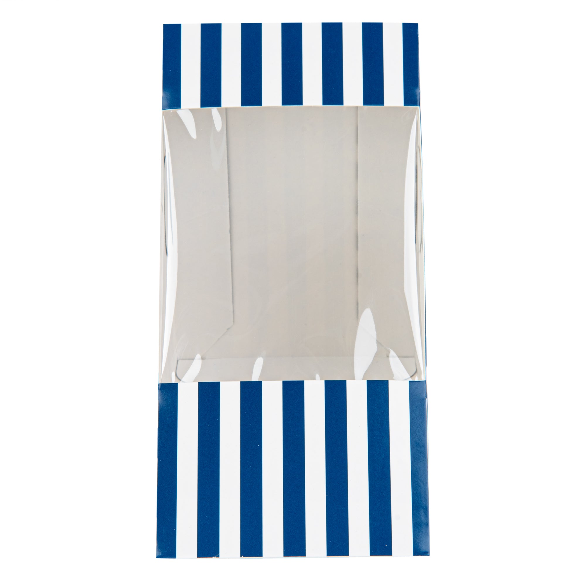 Cafe Vision Triangle Blue and White Stripe Paper Large Sandwich Box - 4 3/4" x 4 3/4" x 3 1/4" - 200 count box