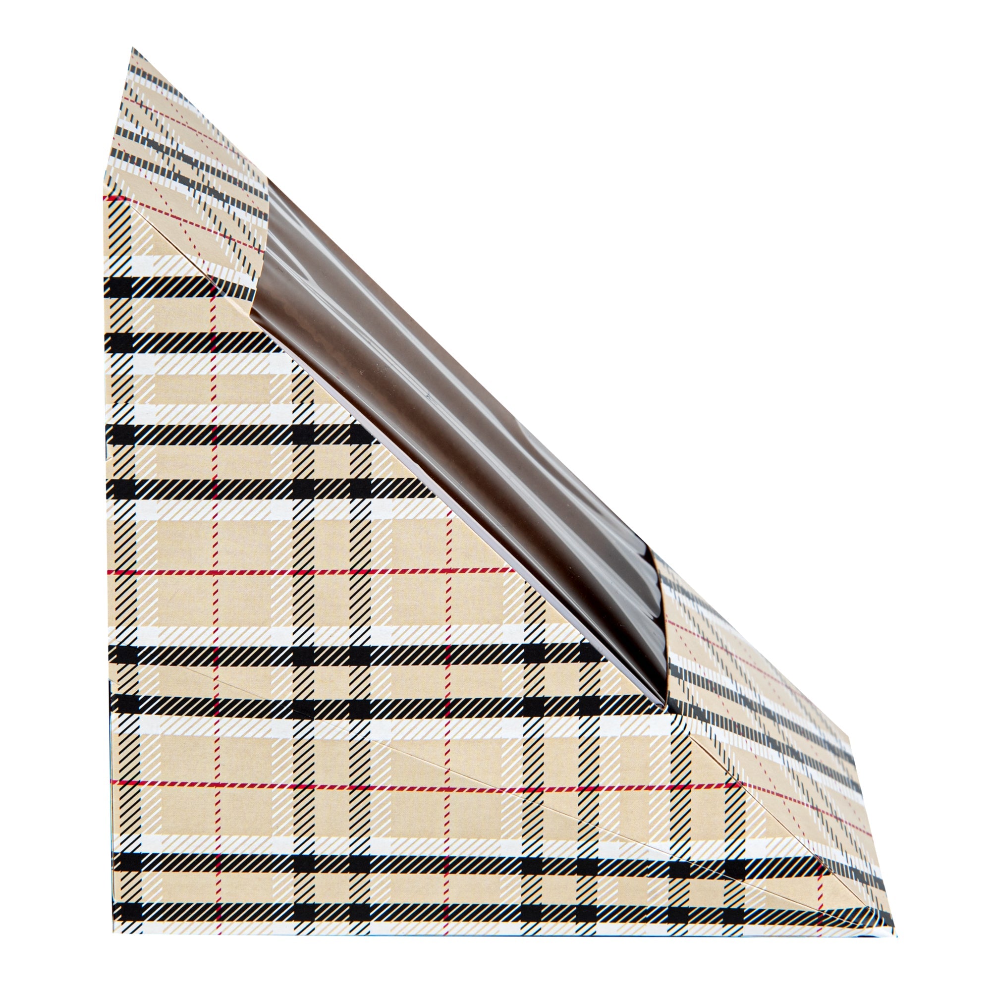 Cafe Vision Triangle Plaid Paper Large Sandwich Box - 4 3/4" x 4 3/4" x 3 1/4" - 25 count box