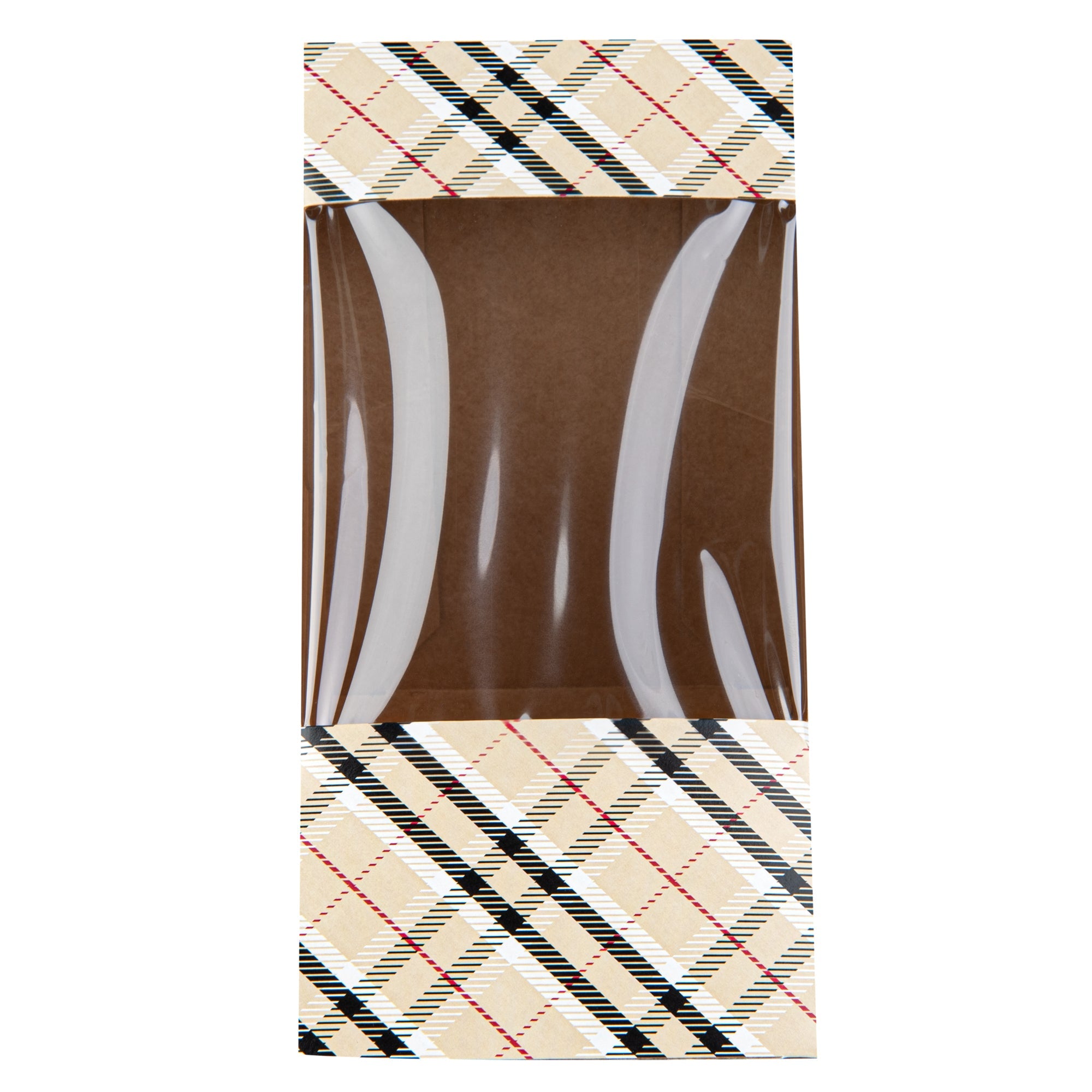 Cafe Vision Triangle Plaid Paper Large Sandwich Box - 4 3/4" x 4 3/4" x 3 1/4" - 25 count box