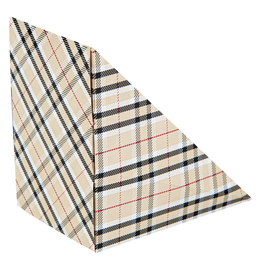 Cafe Vision Triangle Plaid Paper Large Sandwich Box - 4 3/4" x 4 3/4" x 3 1/4" - 200 count box