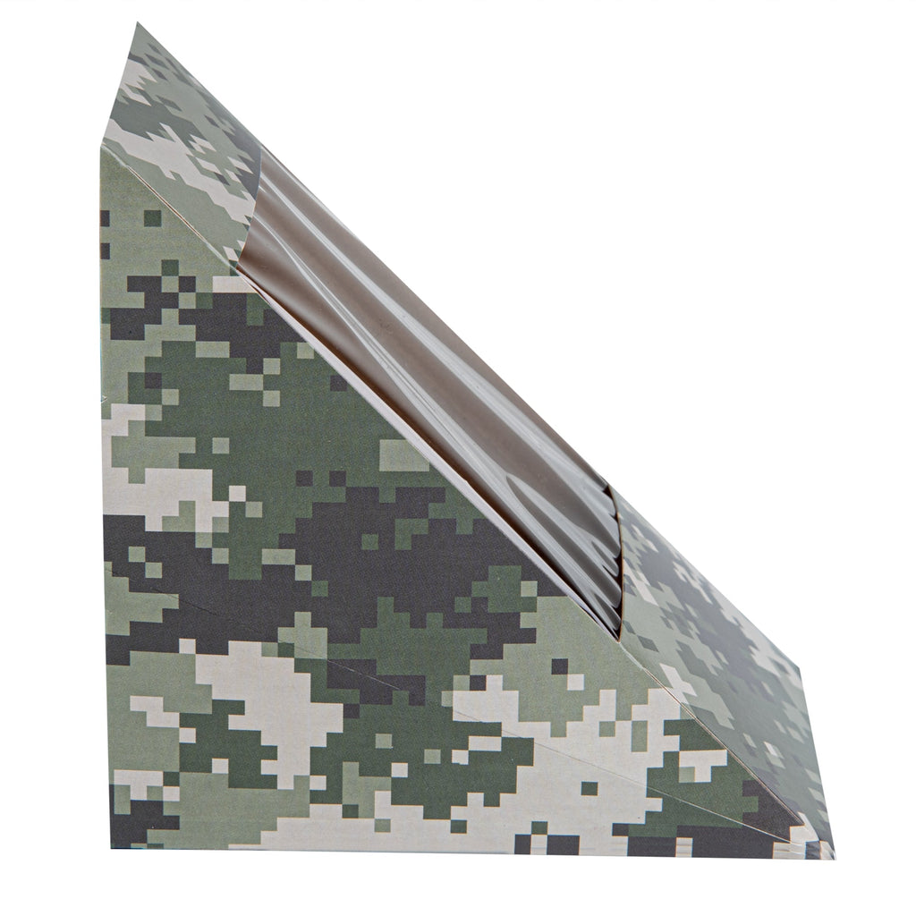 Cafe Vision Triangle Camouflage Paper Large Sandwich Box - 4 3/4" x 4 3/4" x 3 1/4" - 25 count box