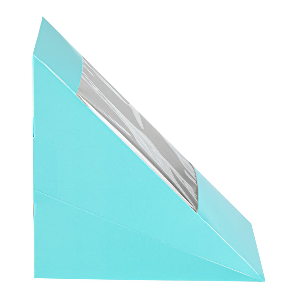 Cafe Vision Triangle Turquoise Paper Large Sandwich Box - 4 3/4" x 4 3/4" x 3 1/4" - 200 count box