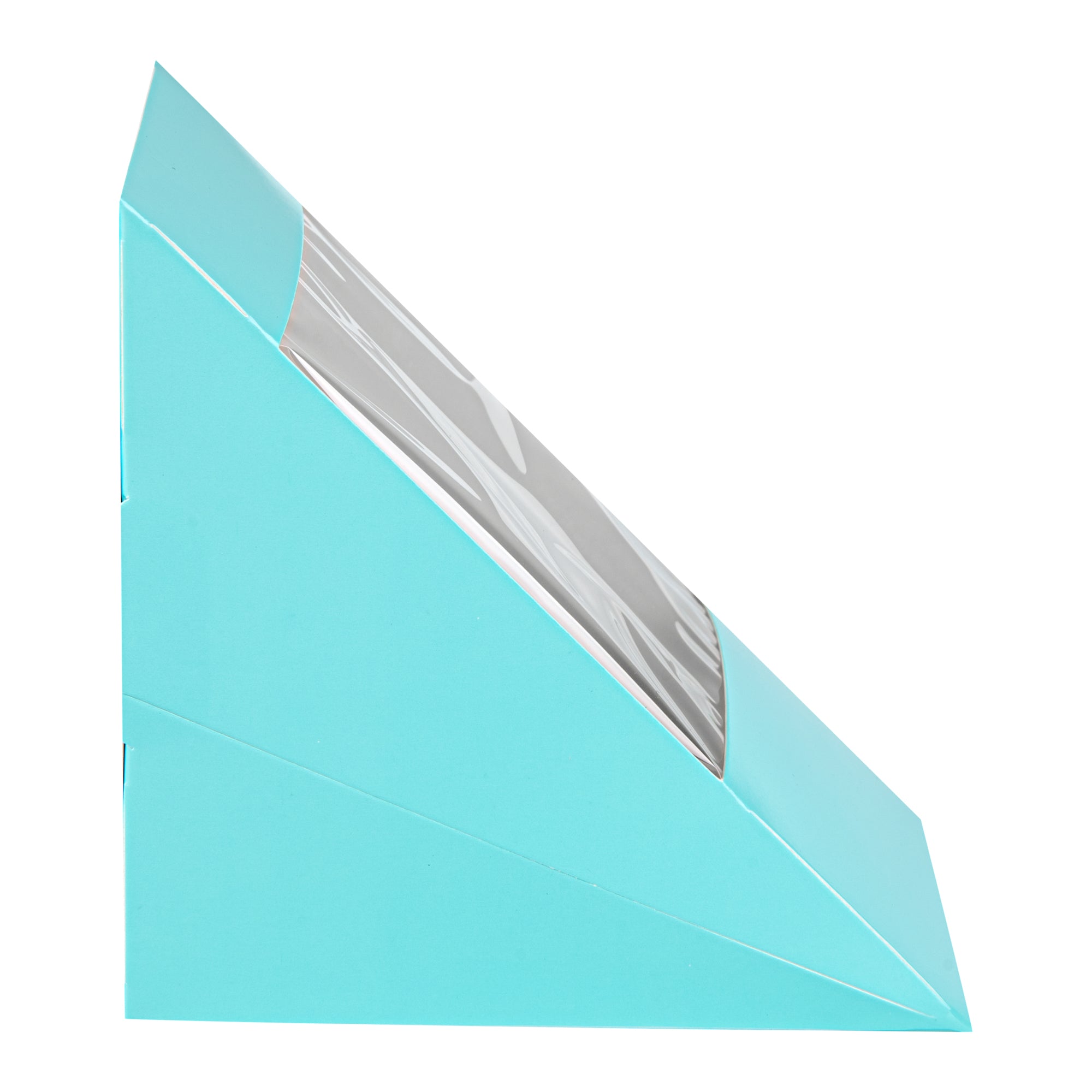 Cafe Vision Triangle Turquoise Paper Large Sandwich Box - 4 3/4" x 4 3/4" x 3 1/4" - 200 count box