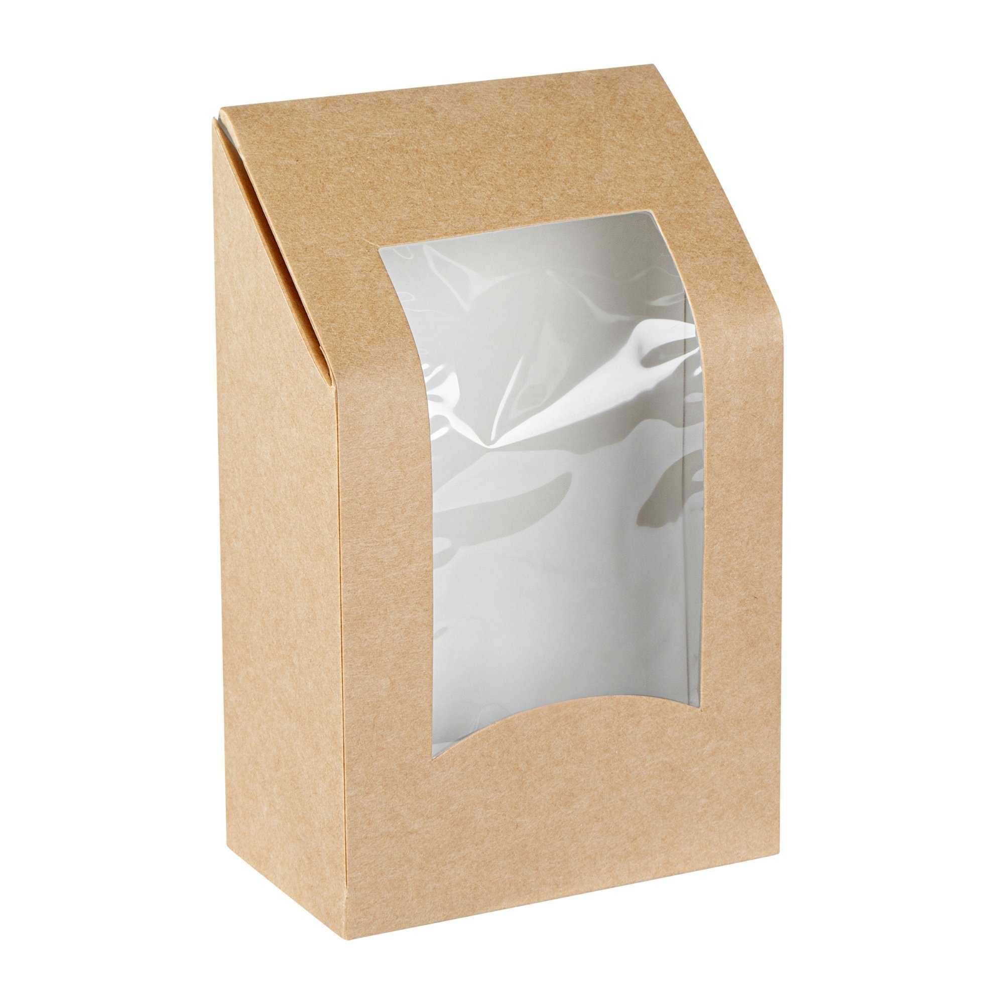 Cafe Vision Rectangle Kraft Paper Sandwich / Wrap Take Out Container - Angle Cut - 6" x 3 3/4" x 2" - 50 count box