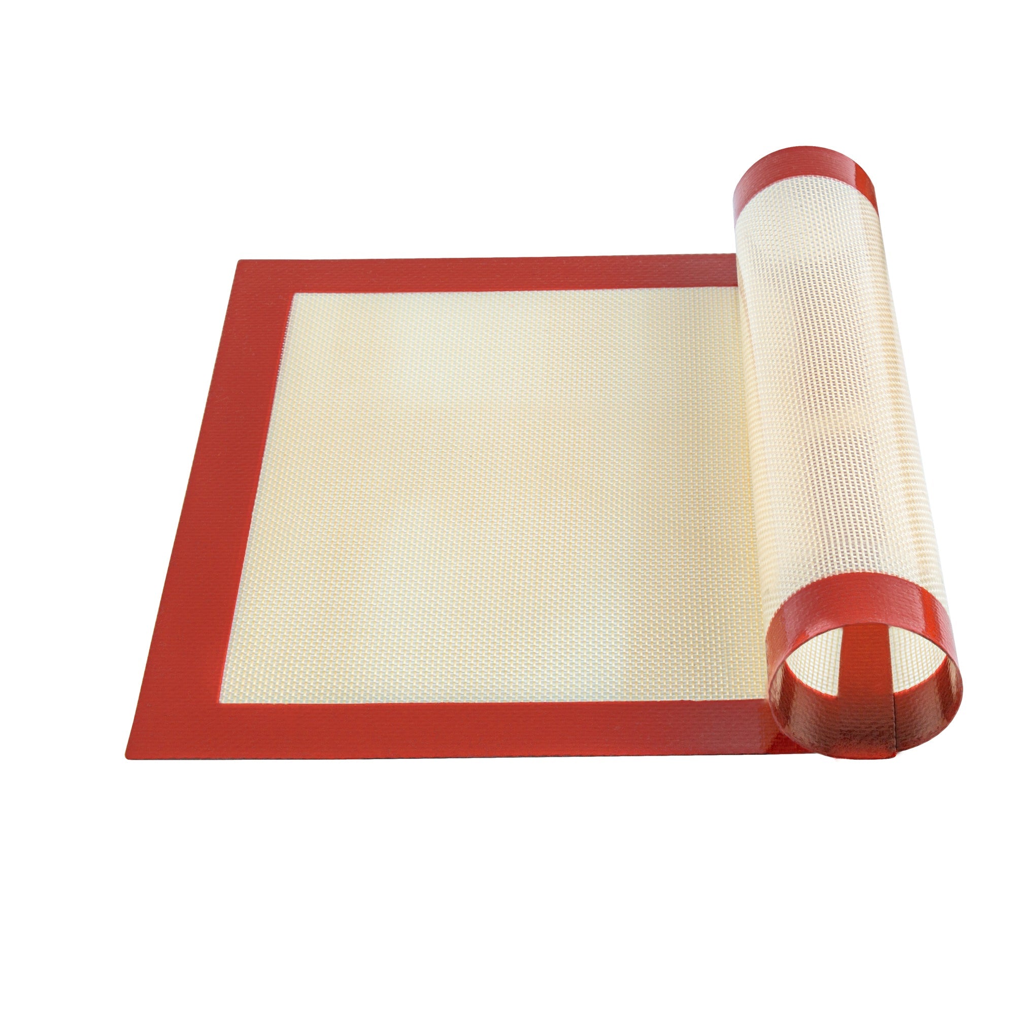 Pastry Tek Rectangle Tan and Red Silicone Half Size Baking Mat - Ultra Durable - 11 3/4" x 15 3/4" - 1 count box