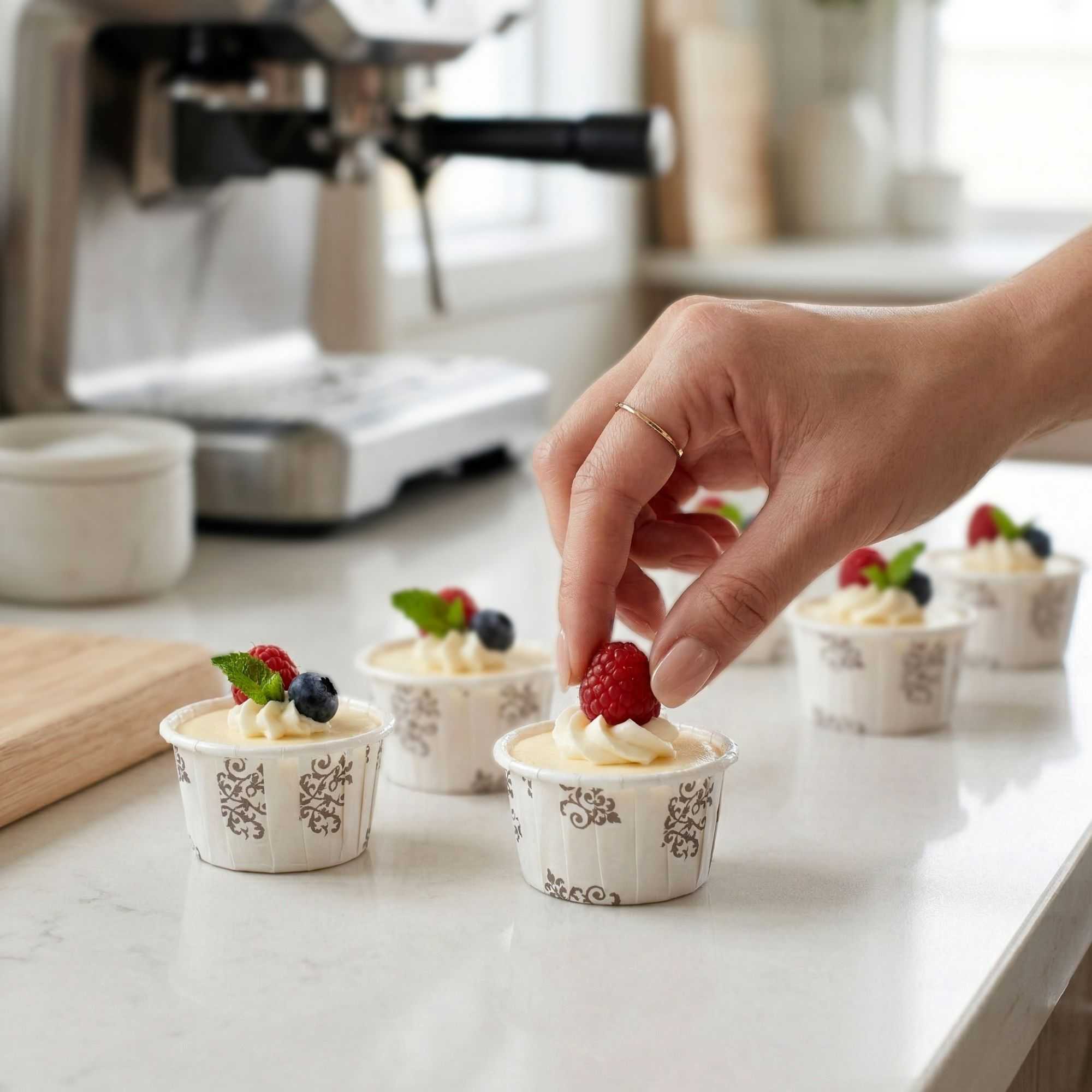 Panificio 1 oz Round Vintage Floral Paper Small Baking Cup - Pleated - 2" x 2" x 1 1/4" - 200 count box