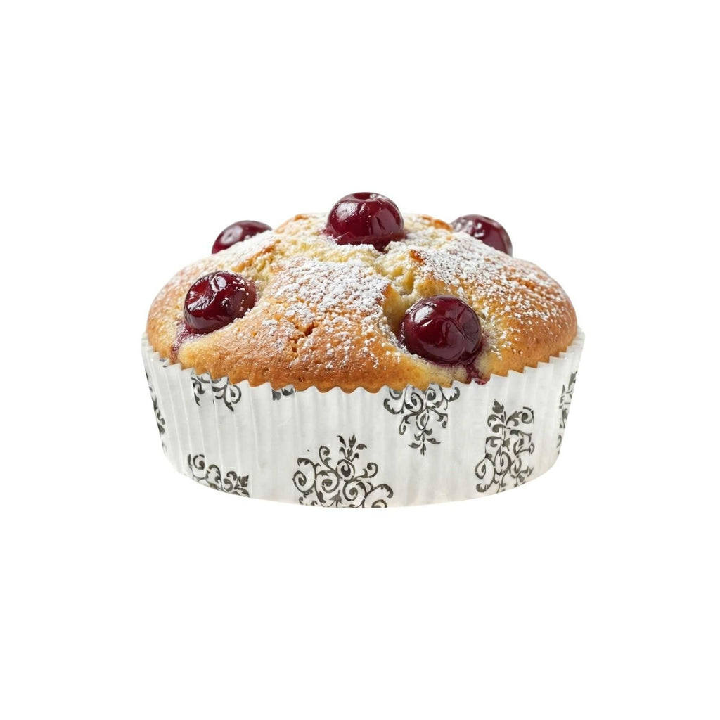 Panificio 4 oz Round Vintage Floral Paper Baking Cup - Ridged - 3 1/2" x 3 1/2" x 1" - 200 count box