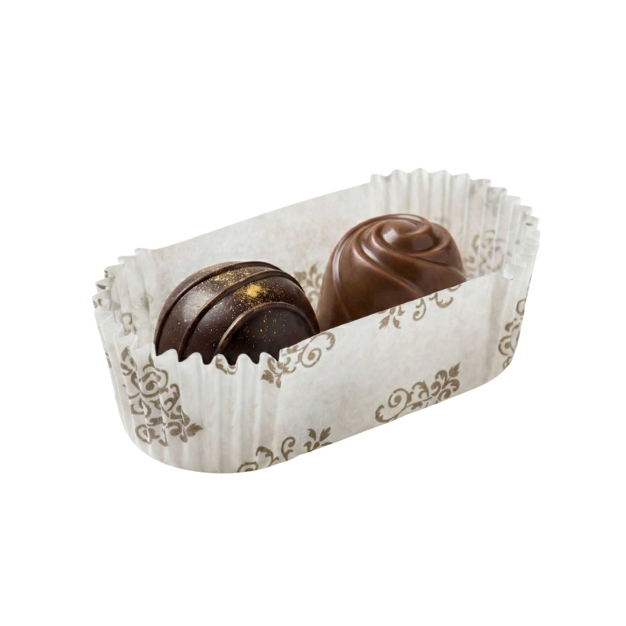 Panificio 1 oz Elliptical Vintage Floral Paper Regular Baking Cup - Ridged - 3 1/2" x 1 1/2" x 1" - 200 count box