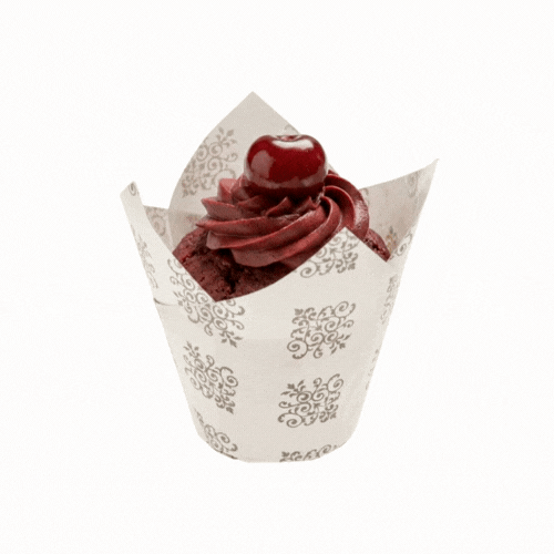 Panificio 2 oz Tulip Vintage Floral Paper Tall Baking Cup - 3 1/4" x 3 1/4" x 3 1/4" - 200 count box