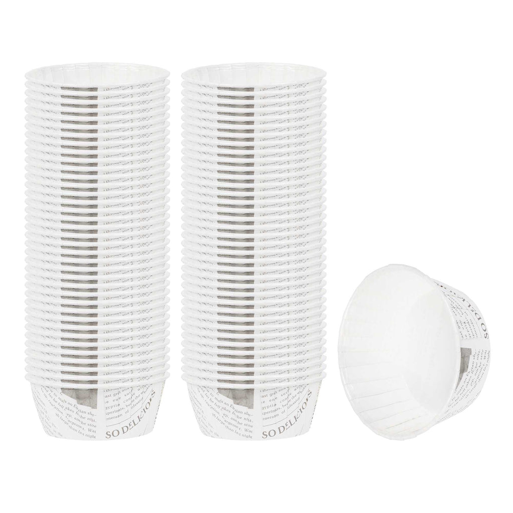 Panificio 5 oz Round Newsprint Paper Large Baking Cup - Pleated - 3 3/4" x 3 3/4" x 1 1/2" - 200 count box